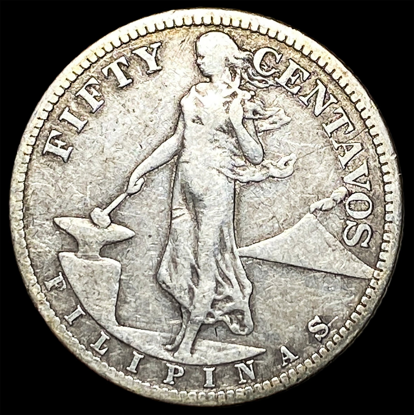 1907S Philippines Silver 50 Centavos (1 of 2)