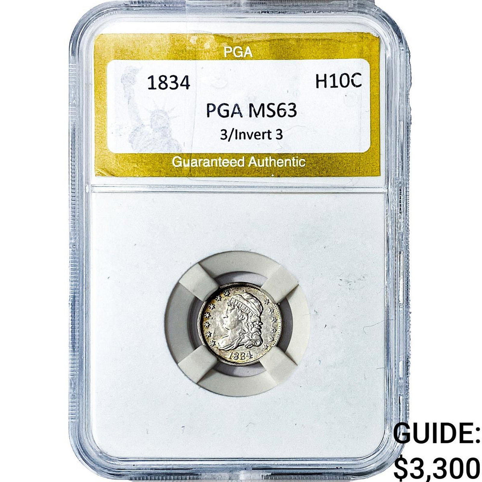 1834 Capped Bust Half Dime PGA MS63 3/Invert 3 (1 of 2)