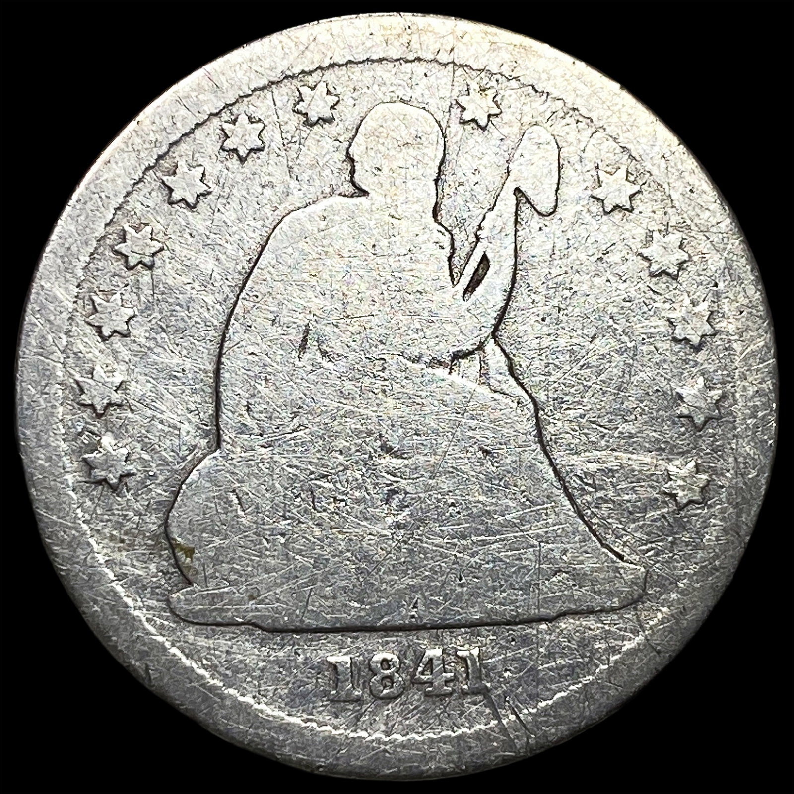 1841 Silver Seated Liberty Quarter NICELY CIRCULATED (1 of 2)