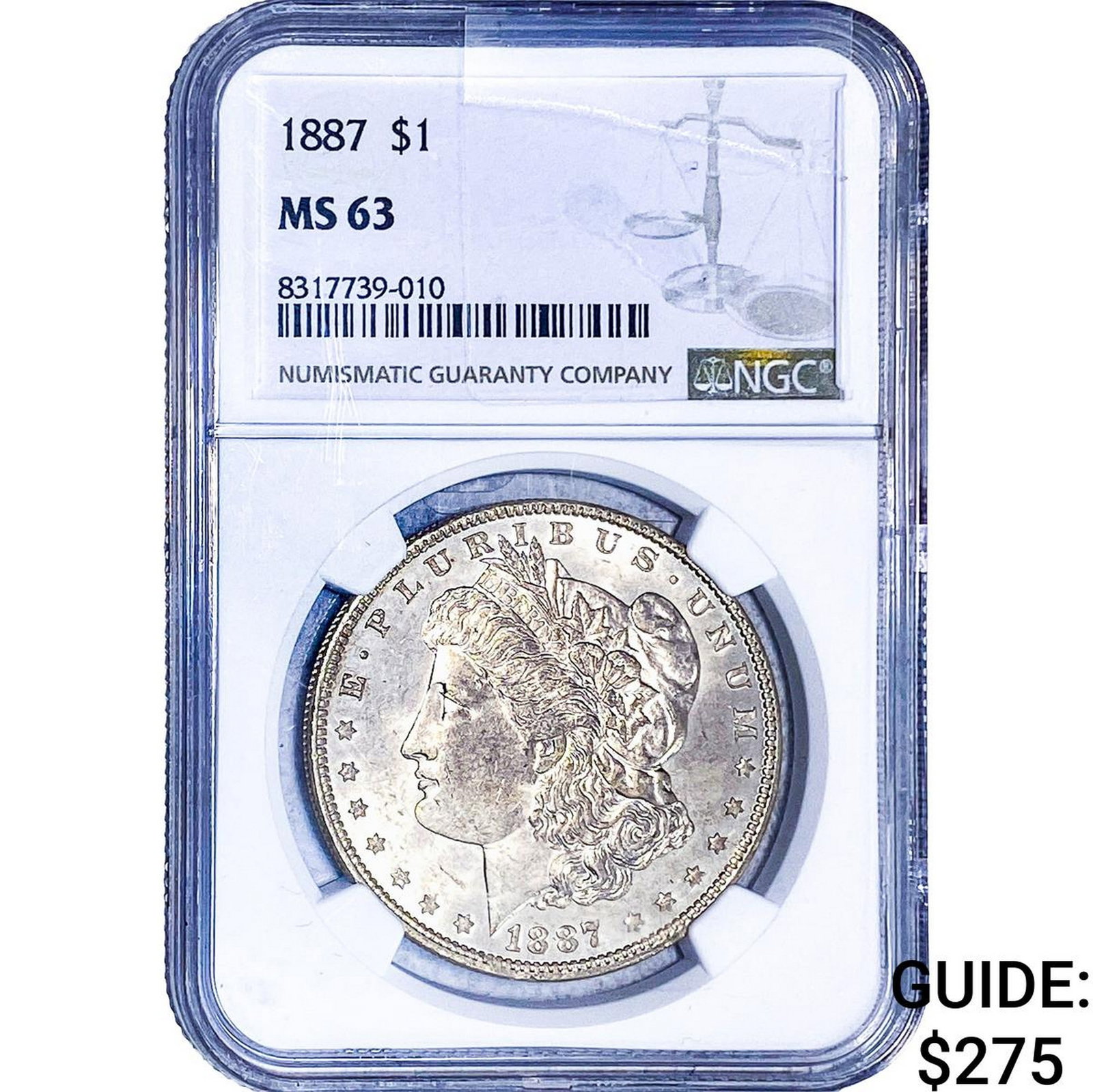 1887 Morgan Silver Dollar NGC MS63: 1887 Morgan Silver Dollar NGC MS63