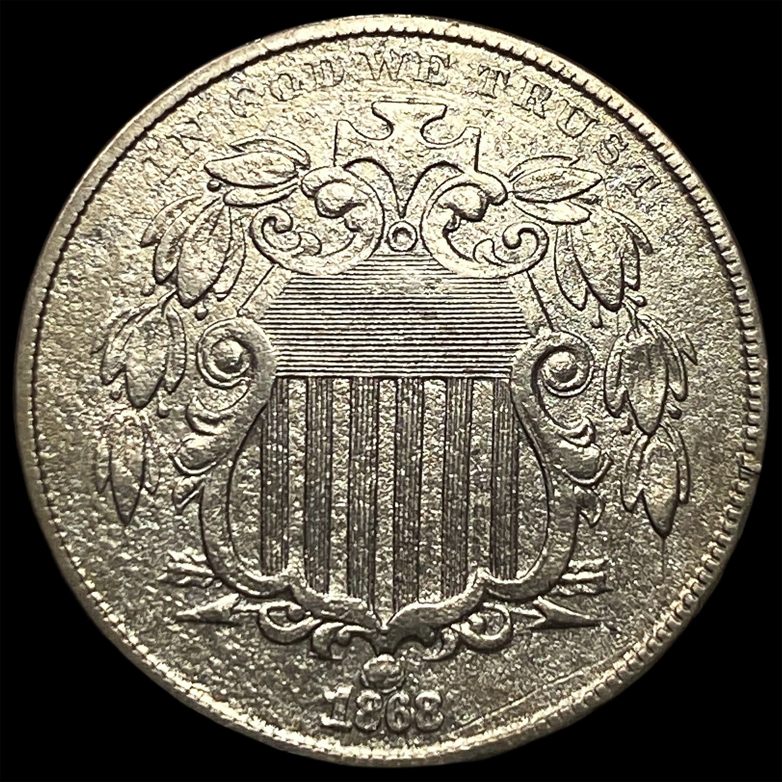 1868 Shield Nickel CHOICE AU: 1868 Shield Nickel CHOICE AU