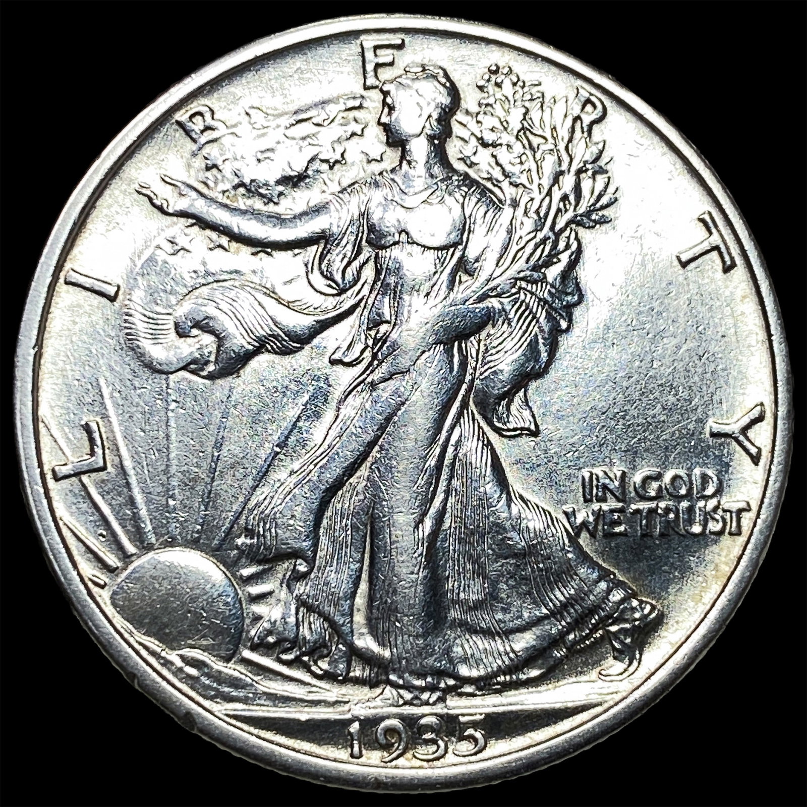1935-S Silver Walking Liberty Half Dollar CLOSELY UNCIRCULATED (1 of 2)