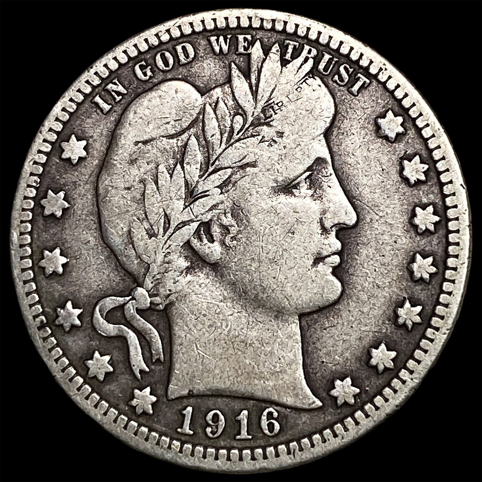 1916-D Silver Barber Quarter LIGHTLY CIRCULATED (1 of 2)