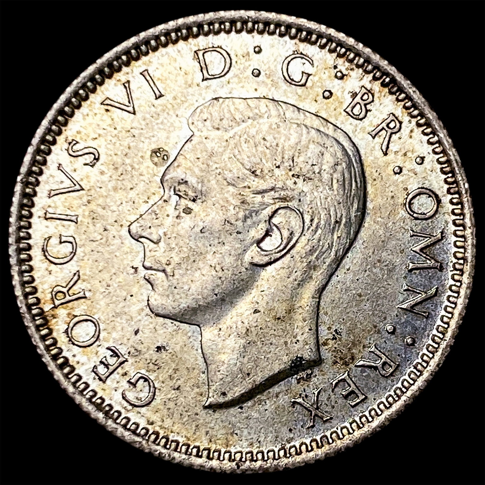 1945 Great Britain Silver 6 Pence: 1945 Great Britain Silver 6 Pence
