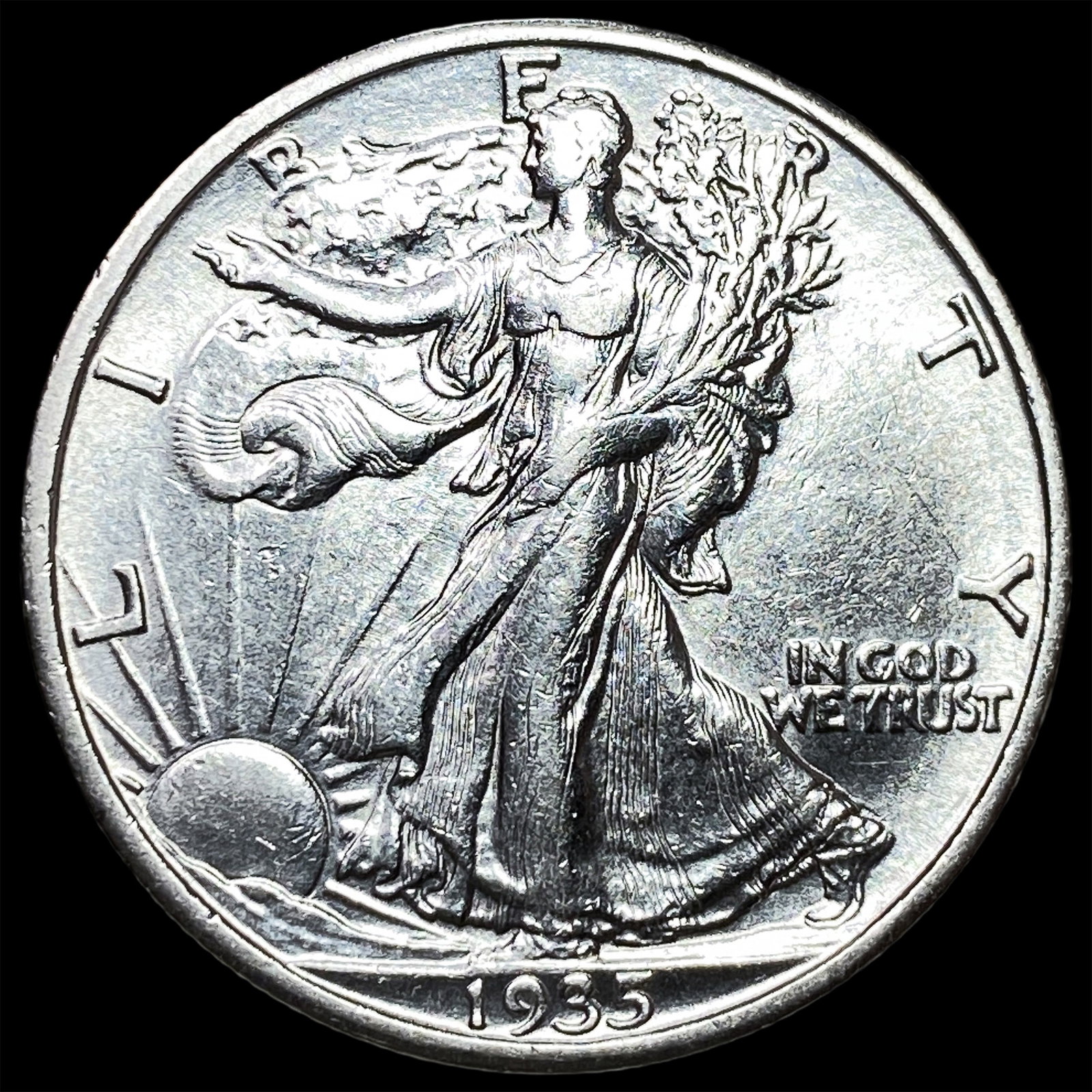 1935-S Silver Walking Liberty Half Dollar CLOSELY UNCIRCULATED: 1935-S Silver Walking Liberty Half Dollar CLOSELY UNCIRCULATED
