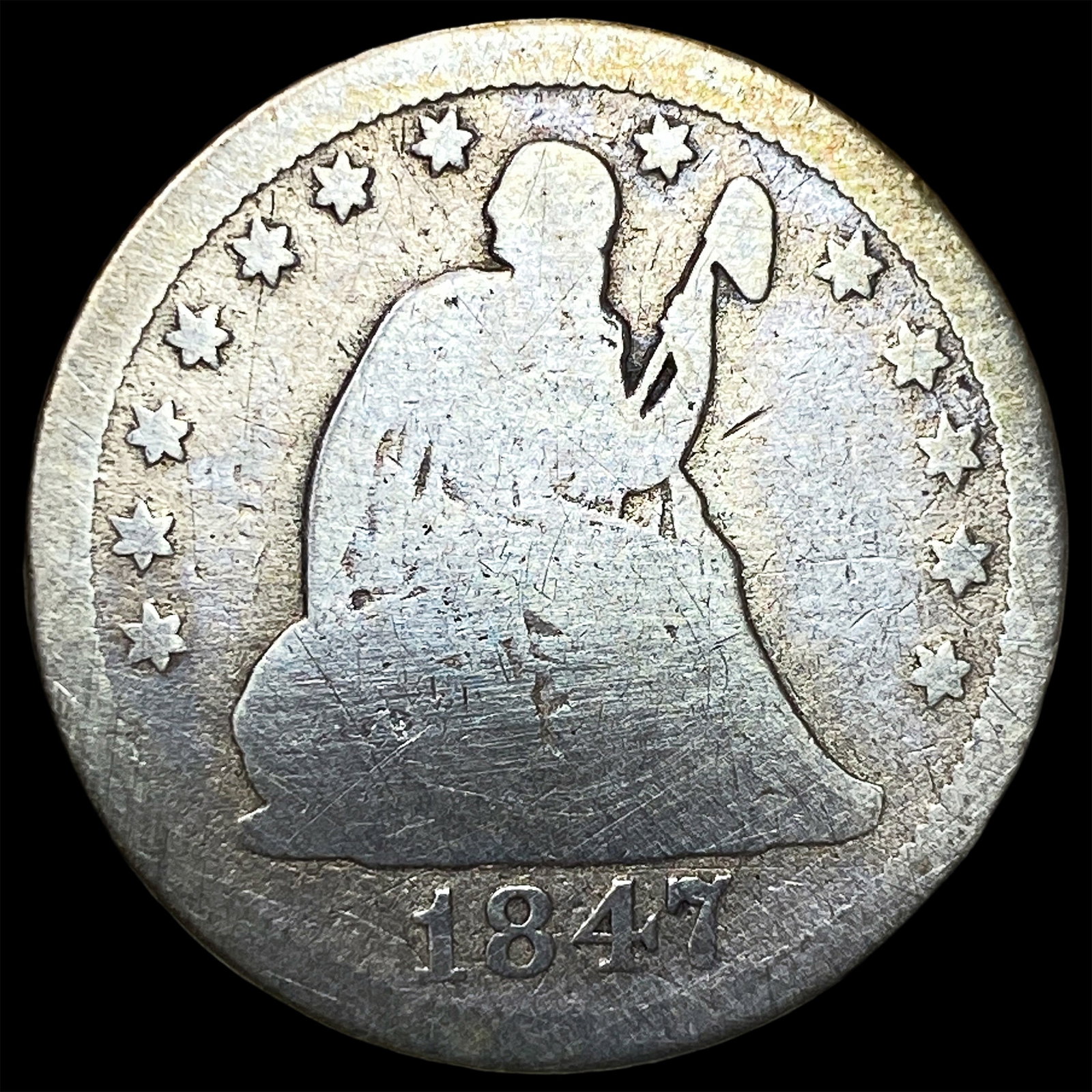 1847 Silver Seated Liberty Quarter NICELY CIRCULATED (1 of 2)