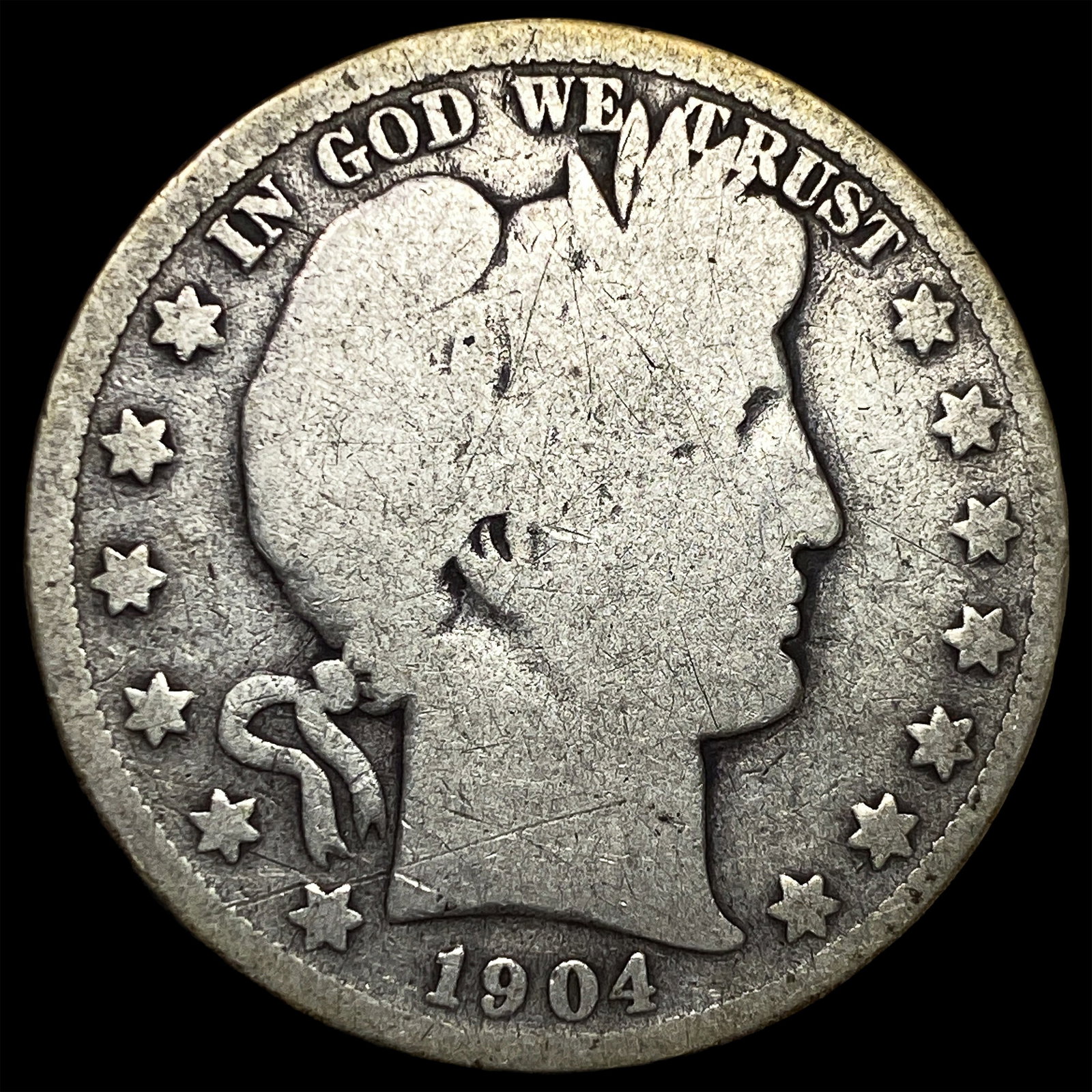 1904-S Silver Barber Half Dollar LIGHTLY CIRCULATED: 1904-S Silver Barber Half Dollar LIGHTLY CIRCULATED