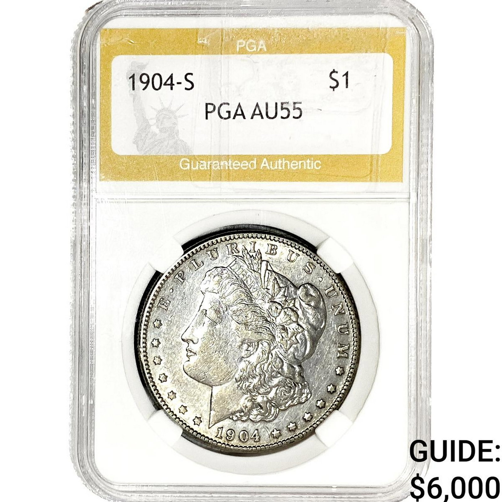 1904-S Morgan Silver Dollar PGA AU55: 1904-S Morgan Silver Dollar PGA AU55