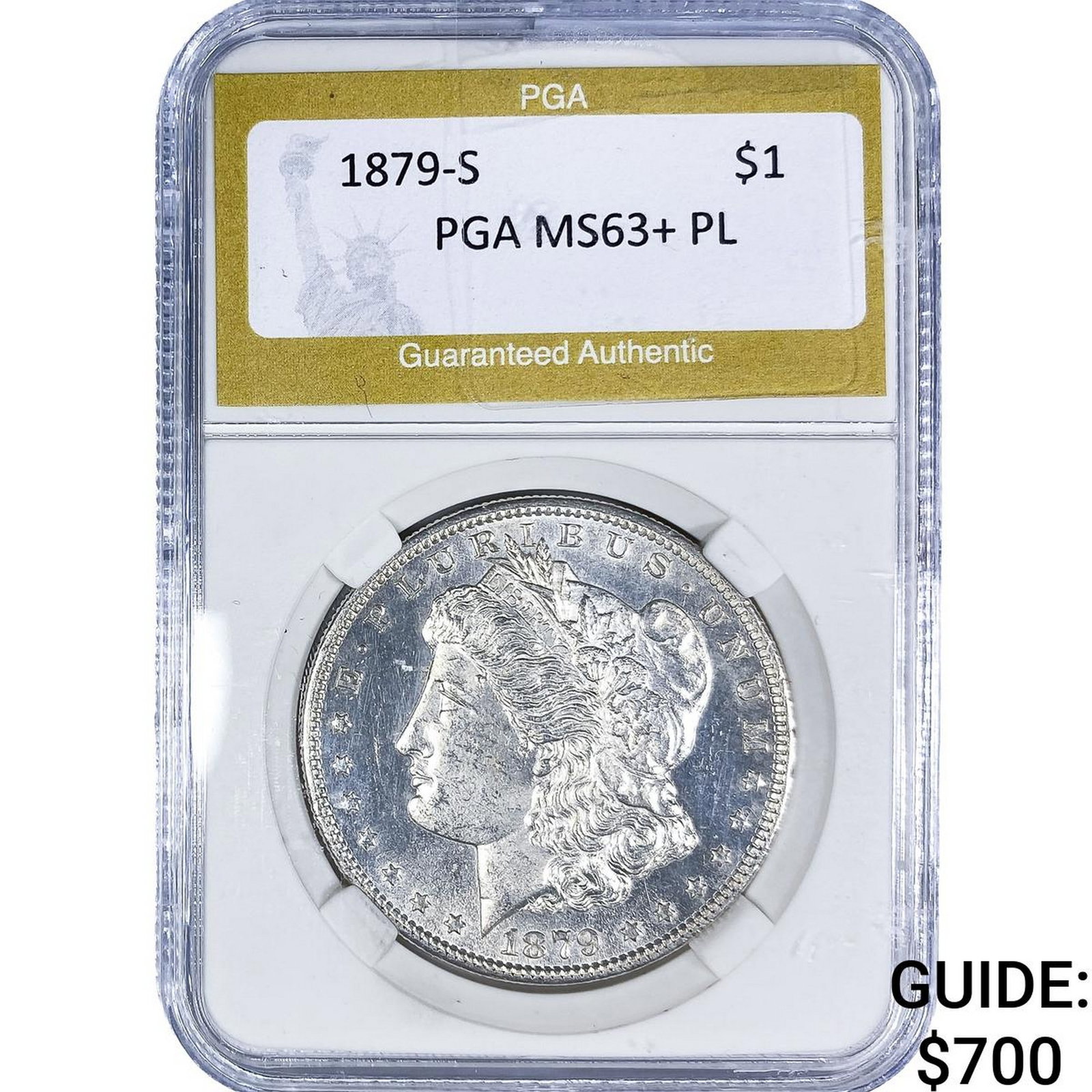 1879-S Morgan Silver Dollar PGA MS63+ PL: 1879-S Morgan Silver Dollar PGA MS63+ PL