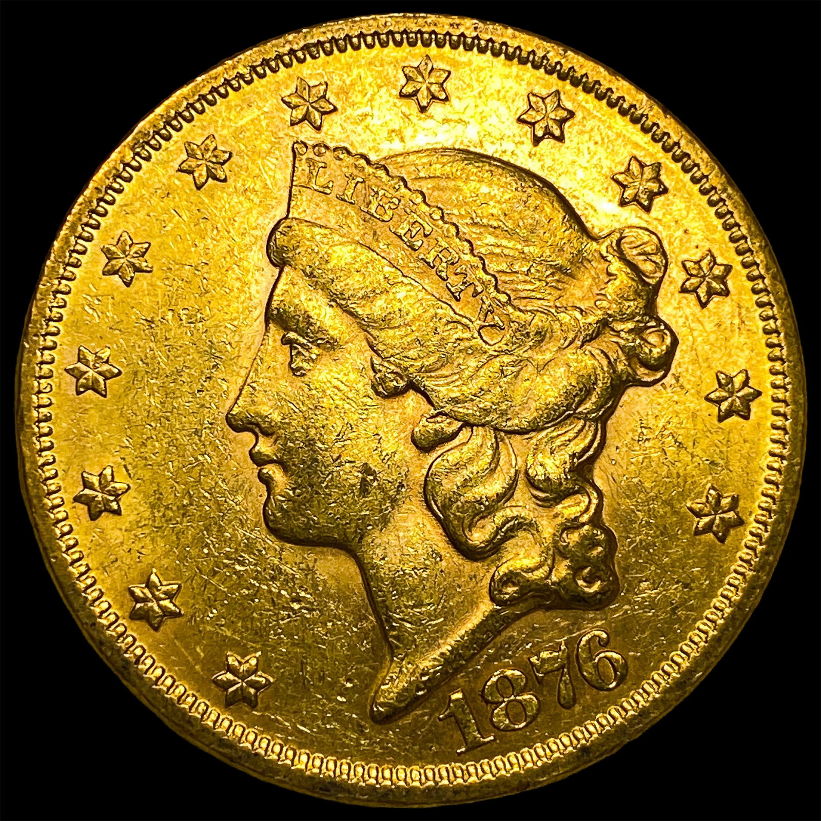 1876 Liberty Head Double Eagle $20 Gold CLOSELY UNCIRCULATED: 1876 Liberty Head Double Eagle $20 Gold CLOSELY UNCIRCULATED