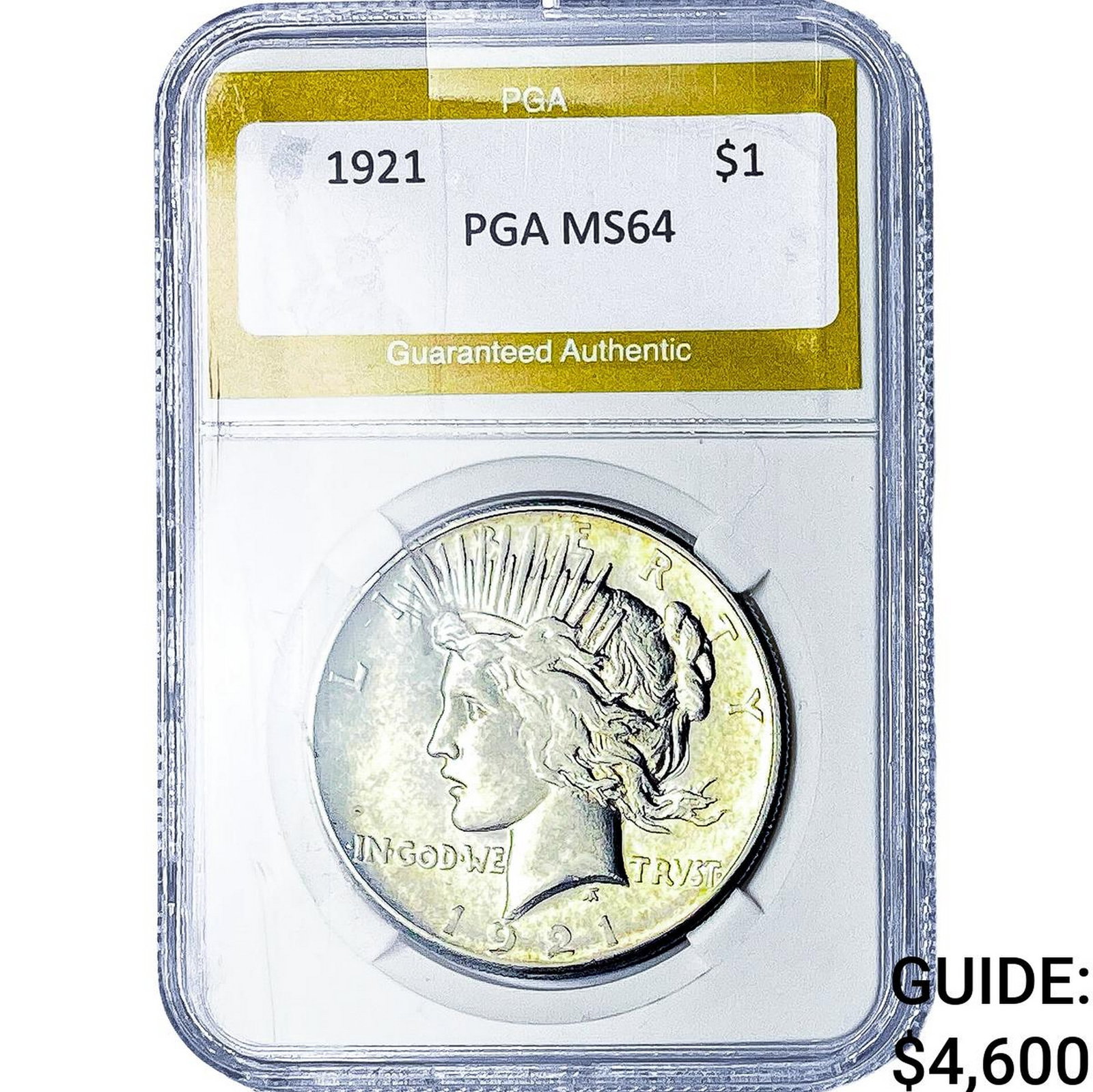 1921 Silver Peace Dollar PGA MS64: 1921 Silver Peace Dollar PGA MS64