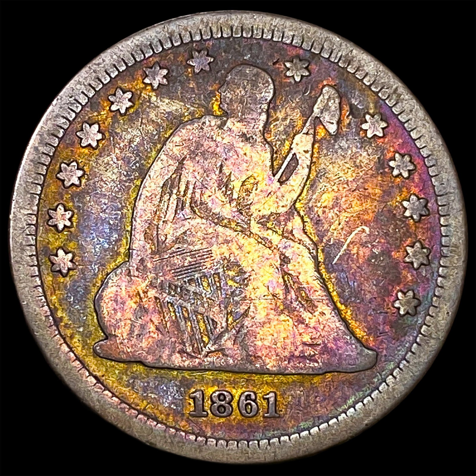 1861 Seated Liberty Quarter NICELY CIRCULATED: 1861 Seated Liberty Quarter NICELY CIRCULATED