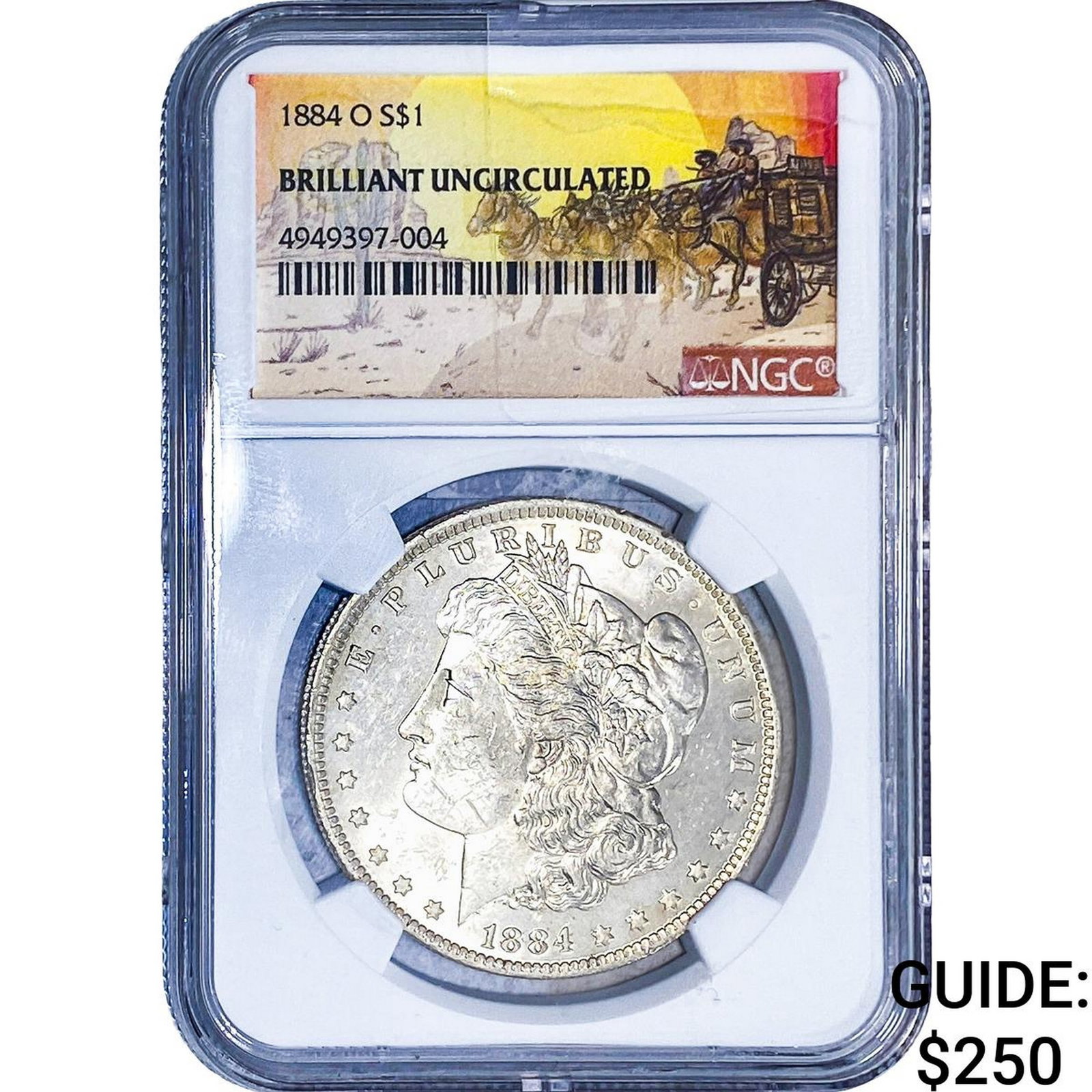 1884-O Morgan Silver Dollar NGC BU: 1884-O Morgan Silver Dollar NGC BU