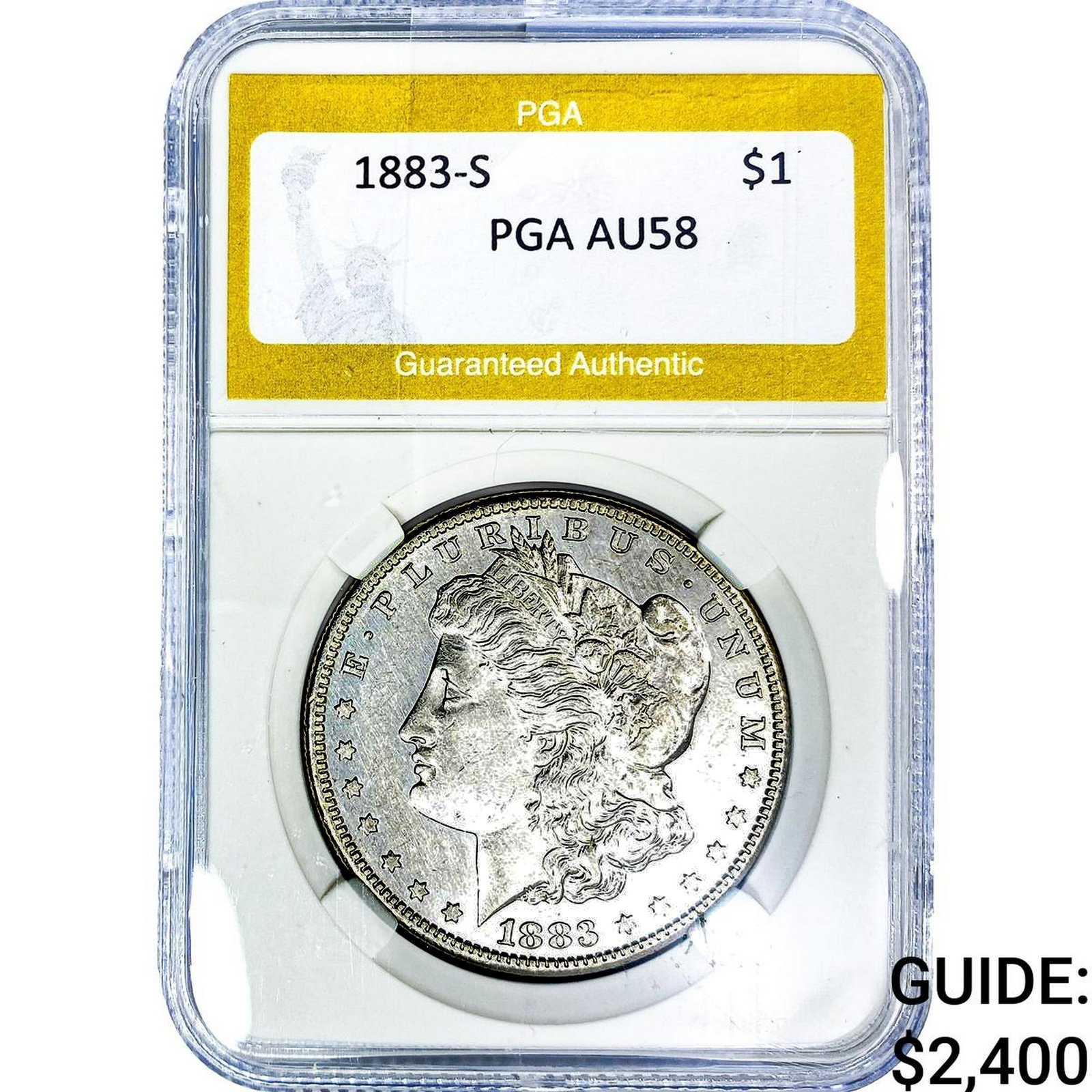 1883-S Morgan Silver Dollar PGA AU58: 1883-S Morgan Silver Dollar PGA AU58