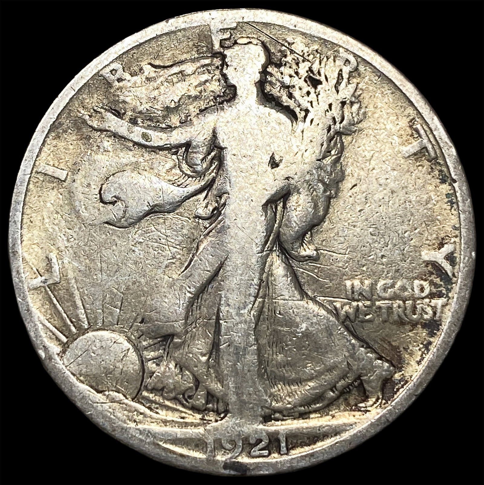 1921-S Silver Walking Liberty Half Dollar LIGHTLY CIRCULATED: 1921-S Silver Walking Liberty Half Dollar LIGHTLY CIRCULATED