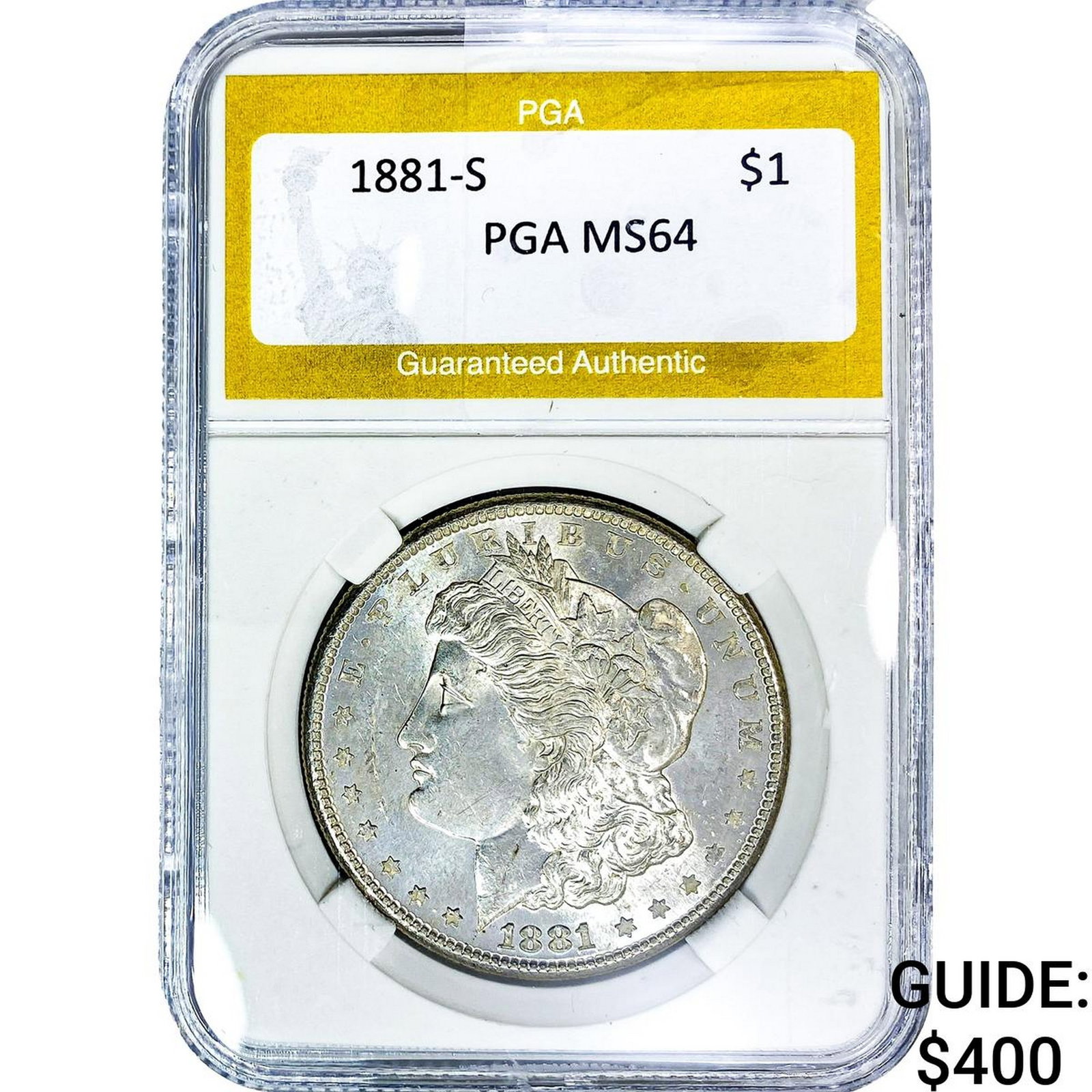 1881-S Morgan Silver Dollar PGA MS64: 1881-S Morgan Silver Dollar PGA MS64