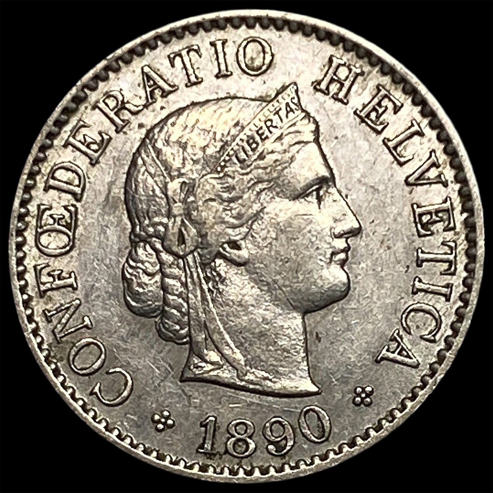 1890 Switzerland Copper Nickel 5 Rappen: 1890 Switzerland Copper Nickel 5 Rappen
