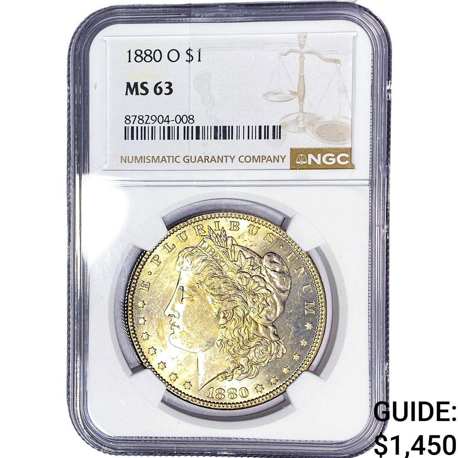 1880-O Morgan Silver Dollar NGC MS63: 1880-O Morgan Silver Dollar NGC MS63