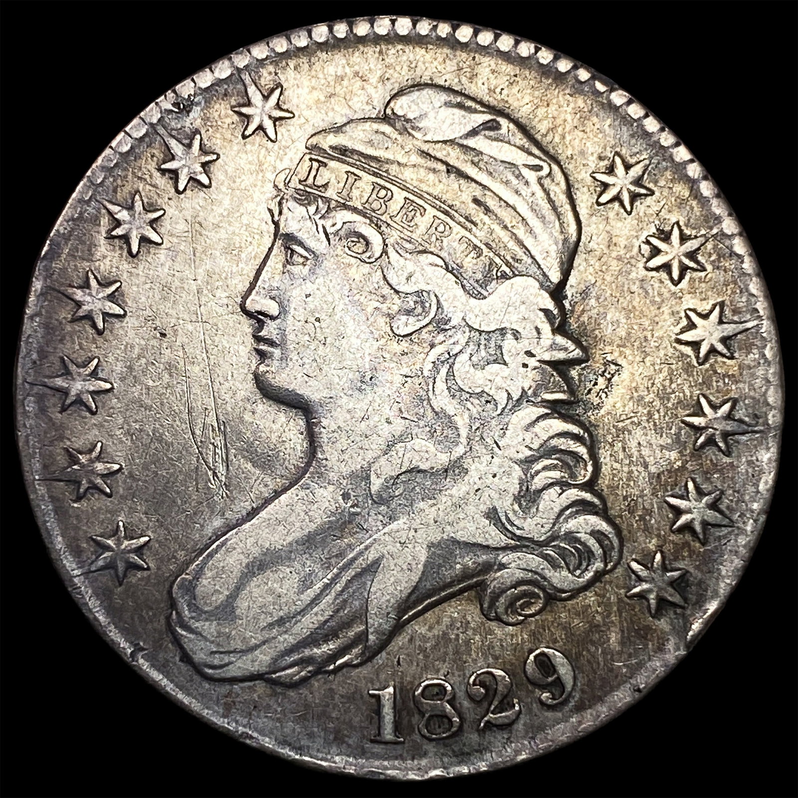 1829 Capped Bust Half Dollar LIGHTLY CIRCULATED: 1829 Capped Bust Half Dollar LIGHTLY CIRCULATED