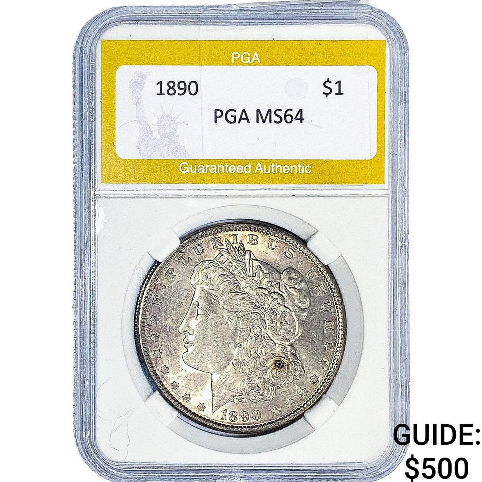 1890 Morgan Silver Dollar PGA MS64: 1890 Morgan Silver Dollar PGA MS64