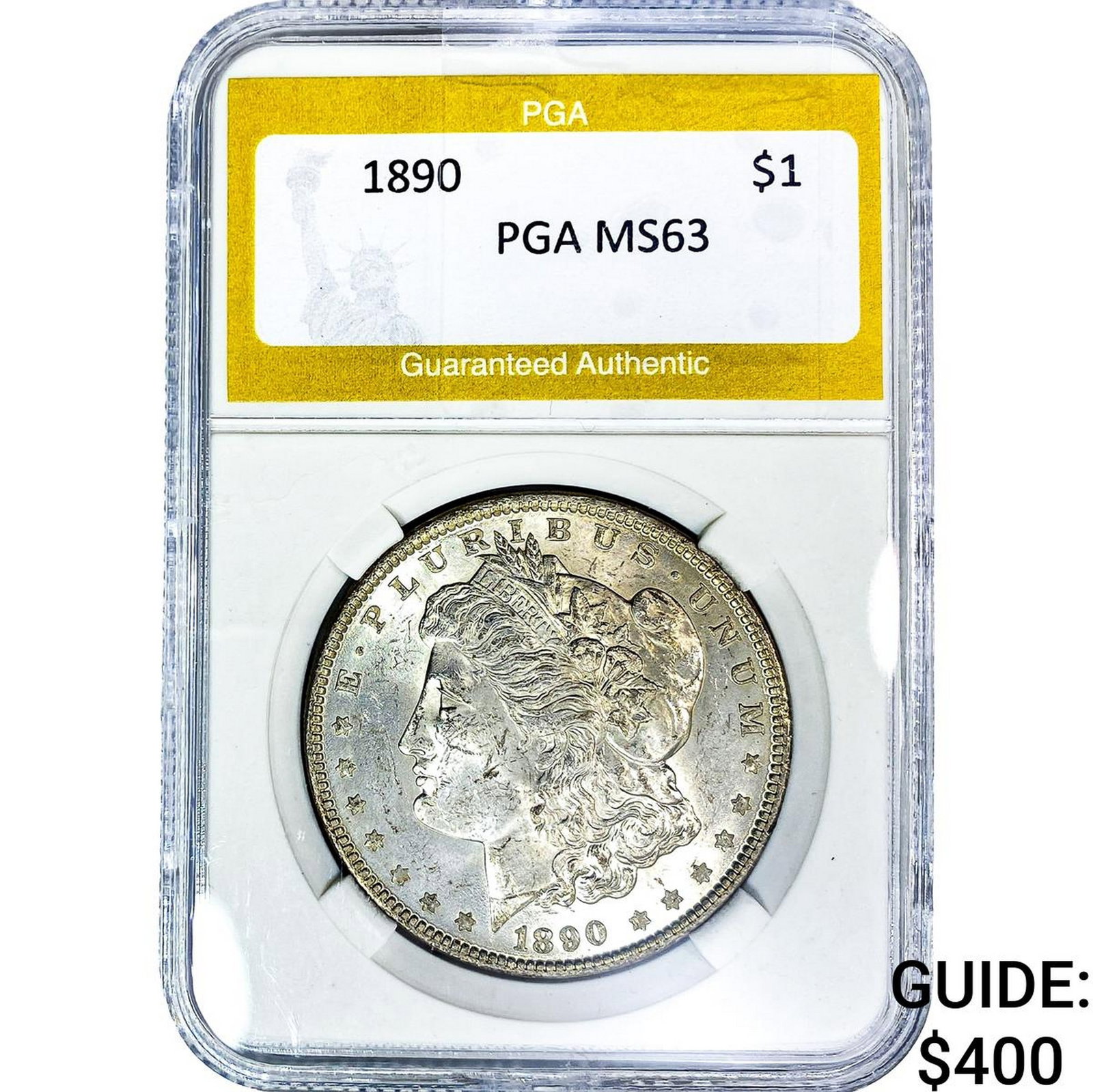 1890 Morgan Silver Dollar PGA MS63: 1890 Morgan Silver Dollar PGA MS63