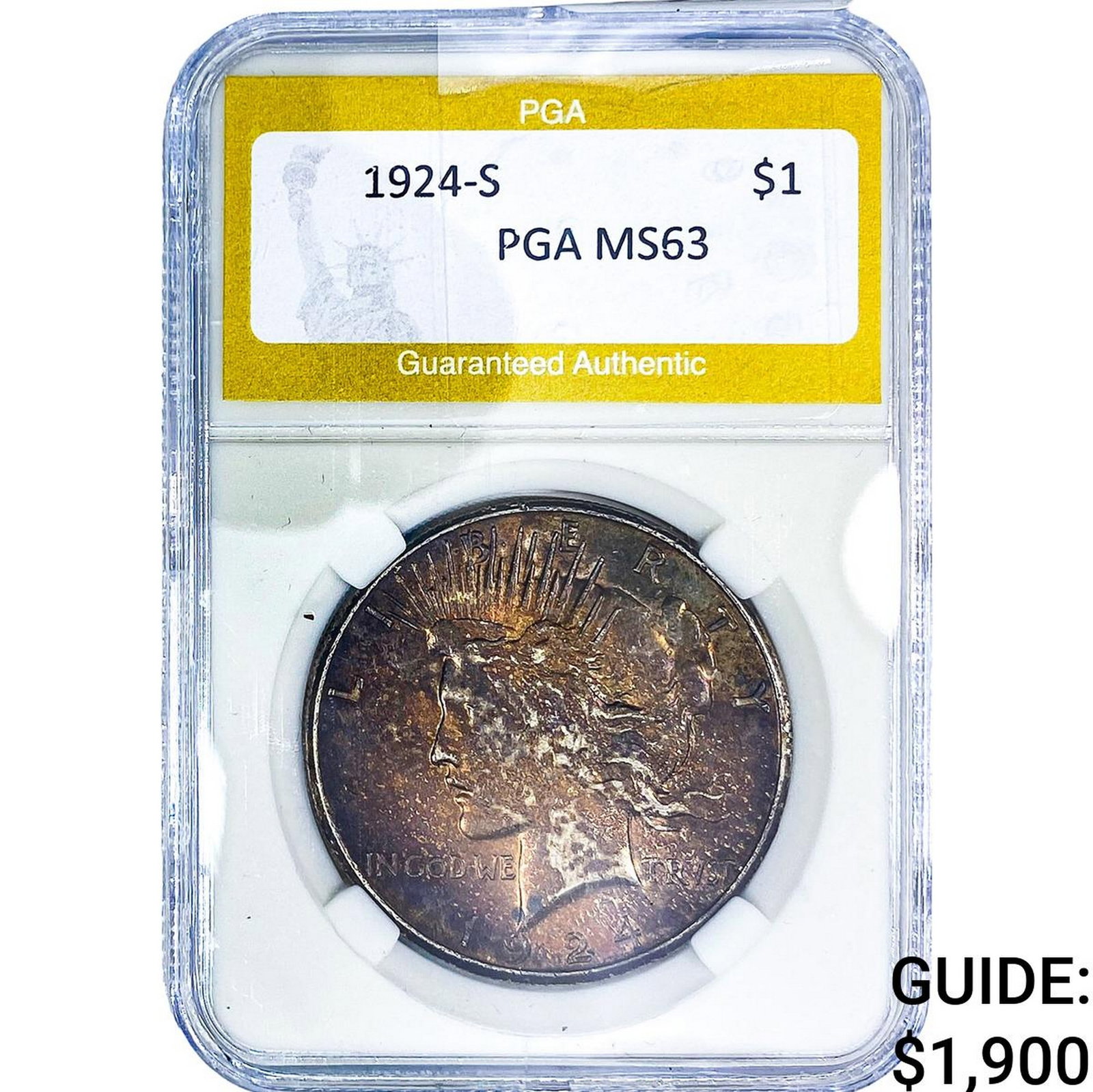 1924-S Morgan Silver Dollar PGA MS63: 1924-S Morgan Silver Dollar PGA MS63