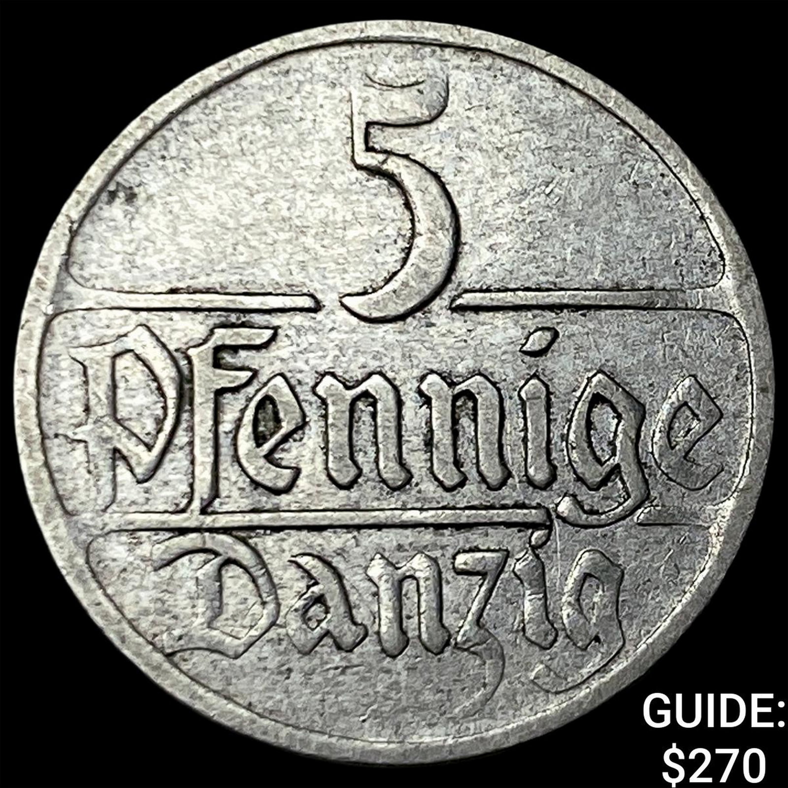 1923 Danzig Copper Nickel 5 Pfennig: 1923 Danzig Copper Nickel 5 Pfennig