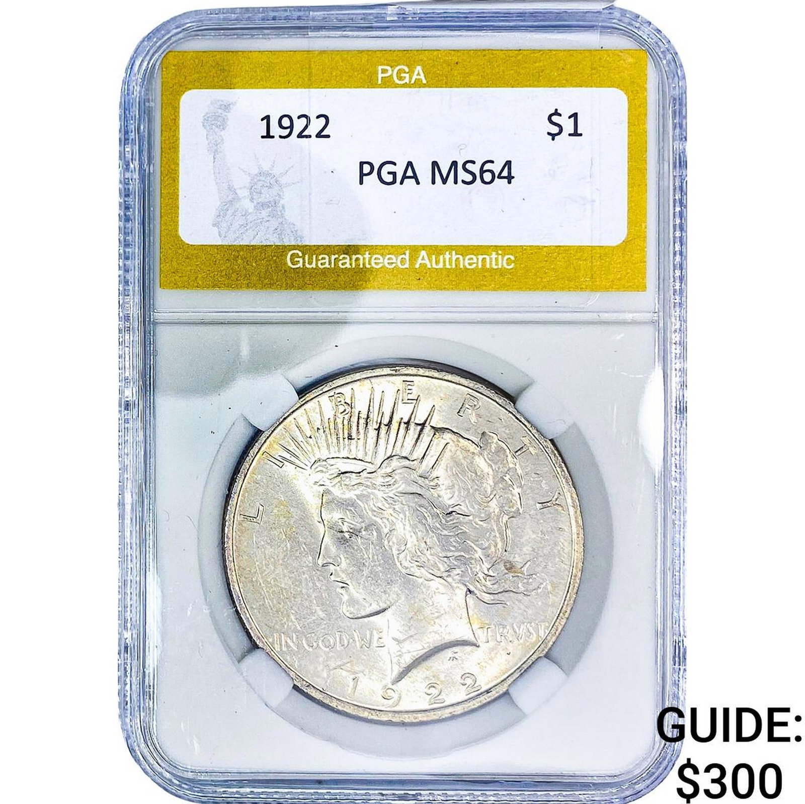1922 Silver Peace Dollar PGA MS64: 1922 Silver Peace Dollar PGA MS64