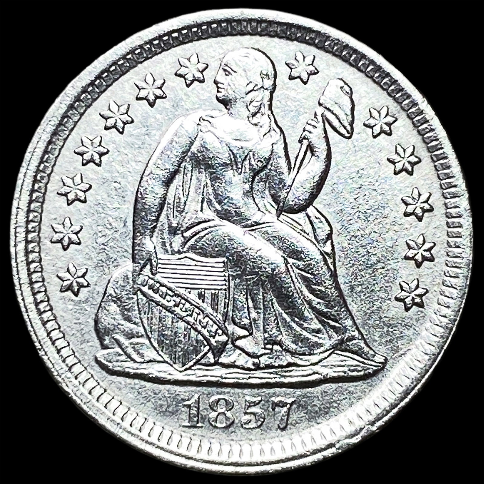 1857 Silver Seated Liberty Dime UNCIRCULATED: 1857 Silver Seated Liberty Dime UNCIRCULATED