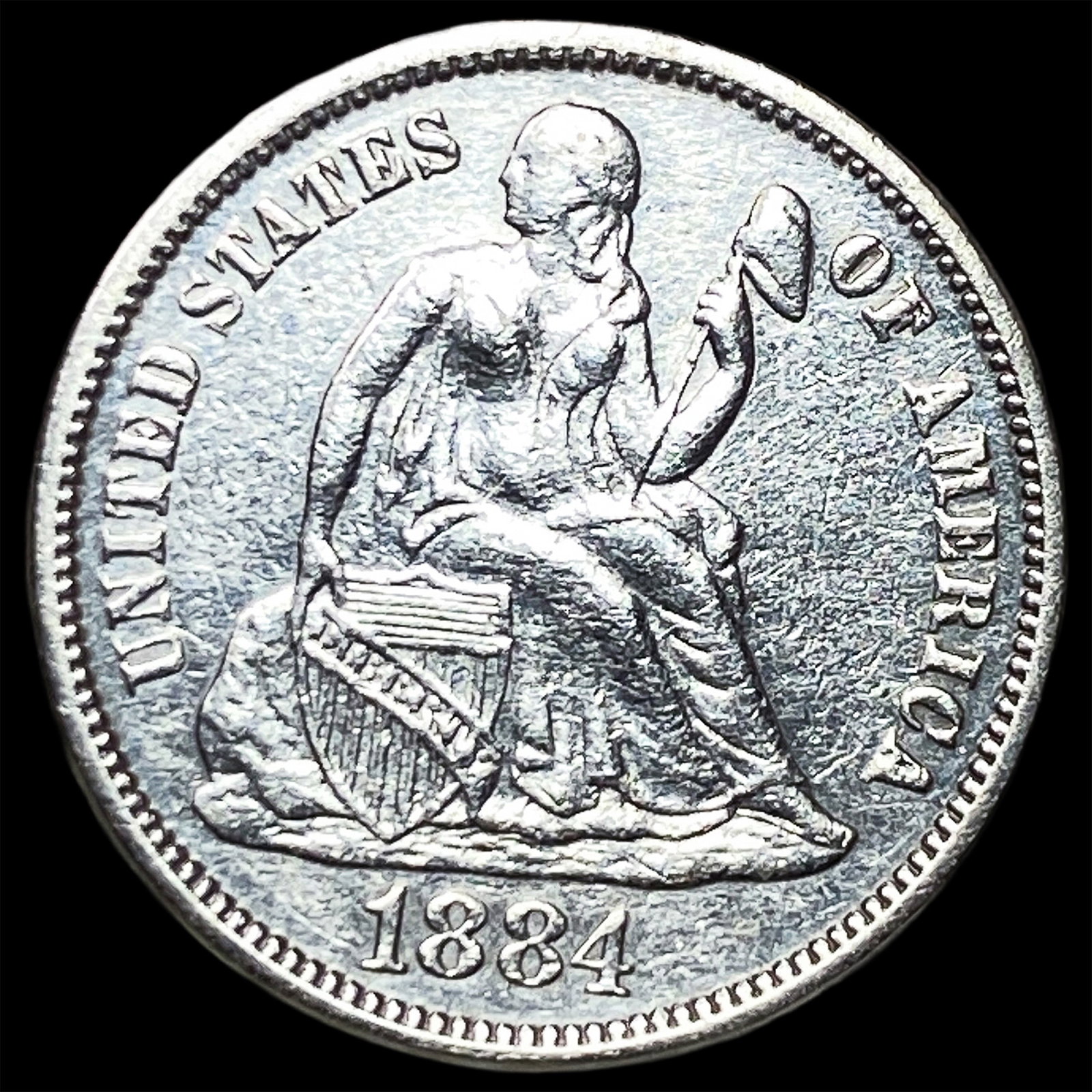 1884 Silver Seated Liberty Dime CHOICE AU: 1884 Silver Seated Liberty Dime CHOICE AU