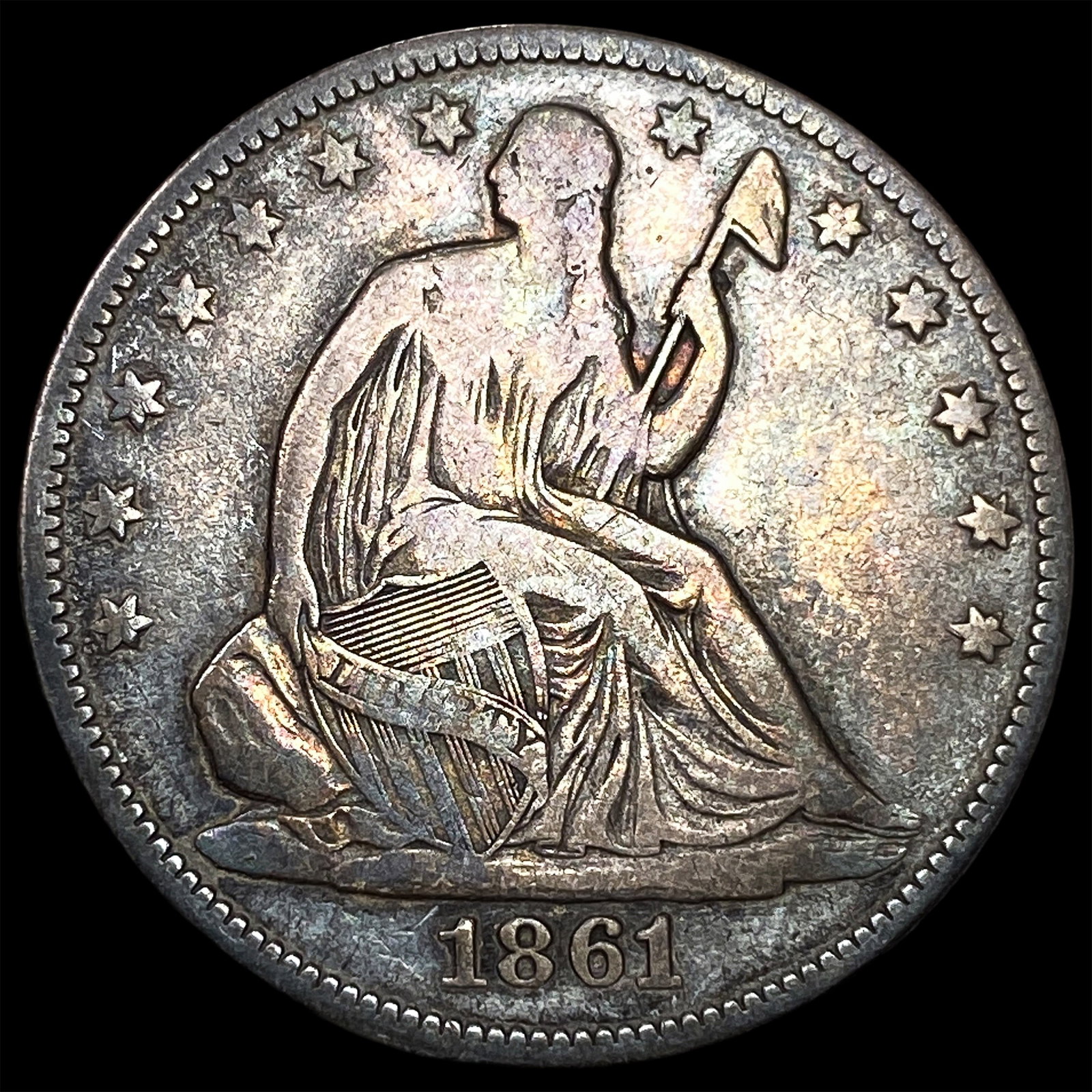 1861 Seated Liberty Half Dollar LIGHTLY CIRCULATED: 1861 Seated Liberty Half Dollar LIGHTLY CIRCULATED