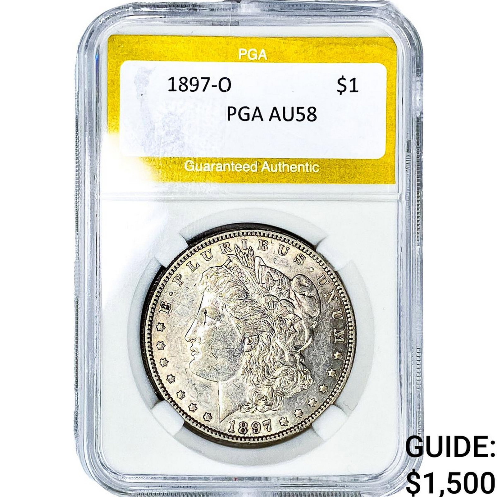 1897-O Morgan Silver Dollar PGA AU58: 1897-O Morgan Silver Dollar PGA AU58