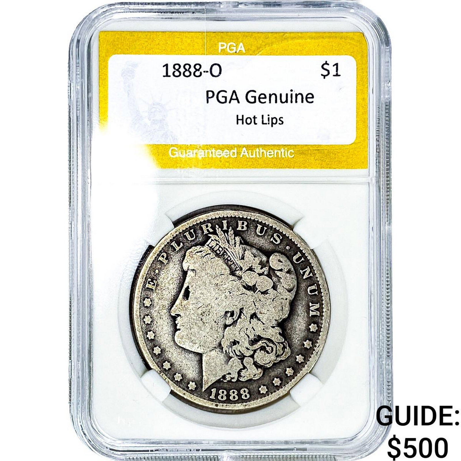 1880-O Morgan Silver Dollar PGA Genuine Hot Lips: 1880-O Morgan Silver Dollar PGA Genuine Hot Lips