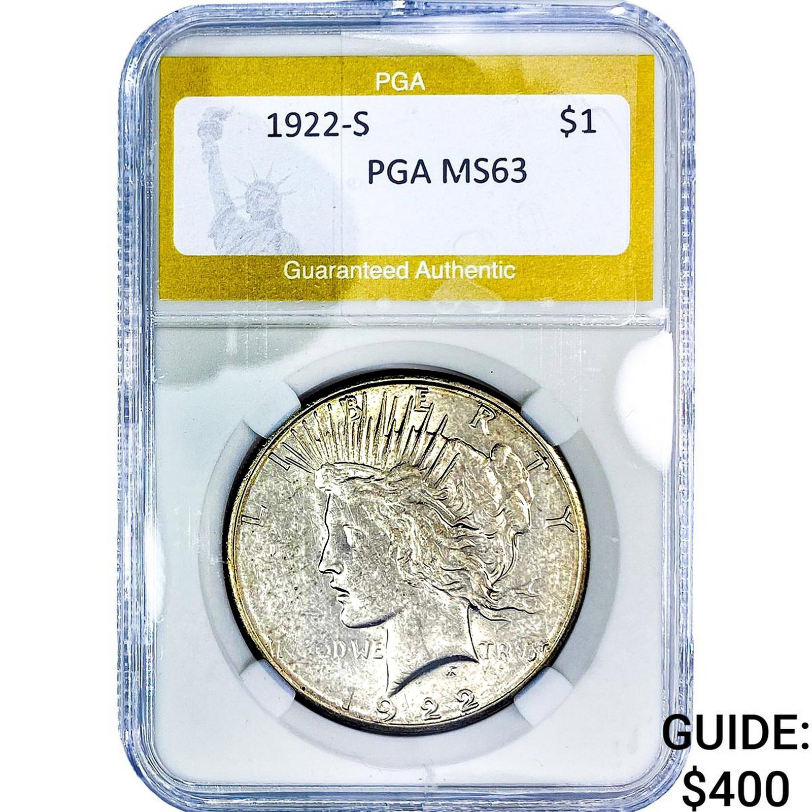 1922-S Morgan Silver Dollar PGA MS63: 1922-S Morgan Silver Dollar PGA MS63