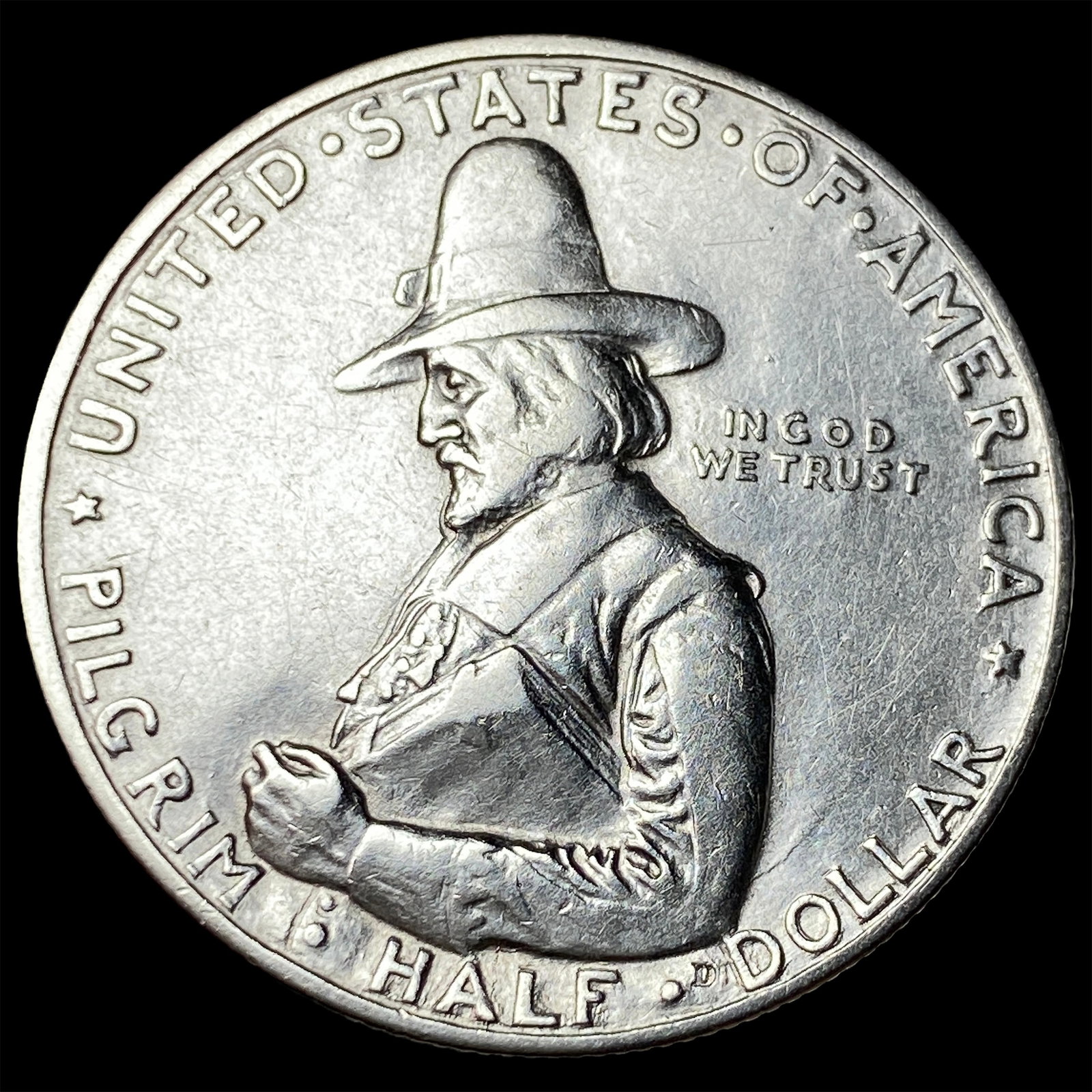 1920 Silver Half Dollar Pilgrim Tercentenary CHOICE AU: 1920 Silver Half Dollar Pilgrim Tercentenary CHOICE AU