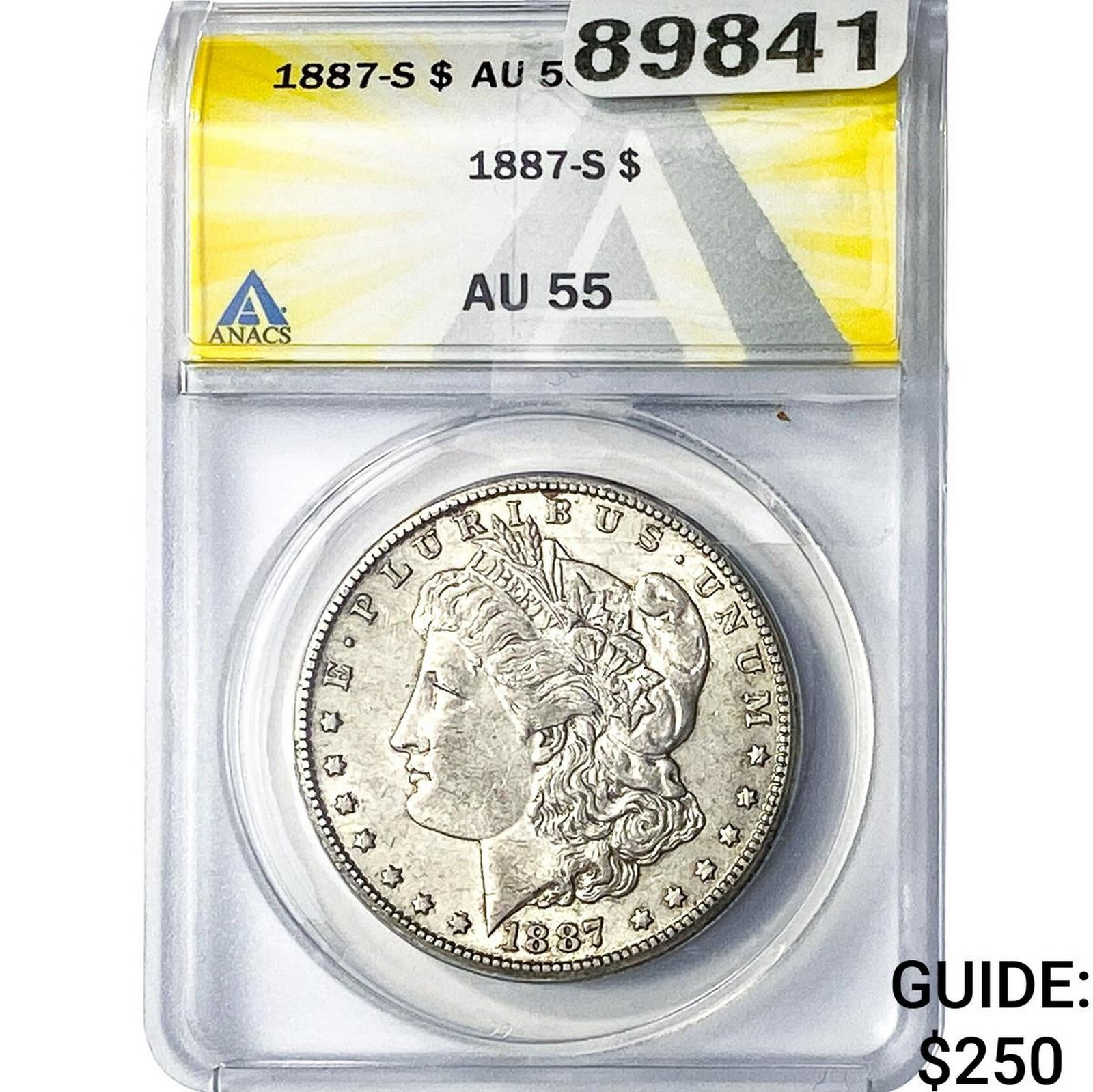 1887-S Morgan Silver Dollar ANACS AU55: 1887-S Morgan Silver Dollar ANACS AU55