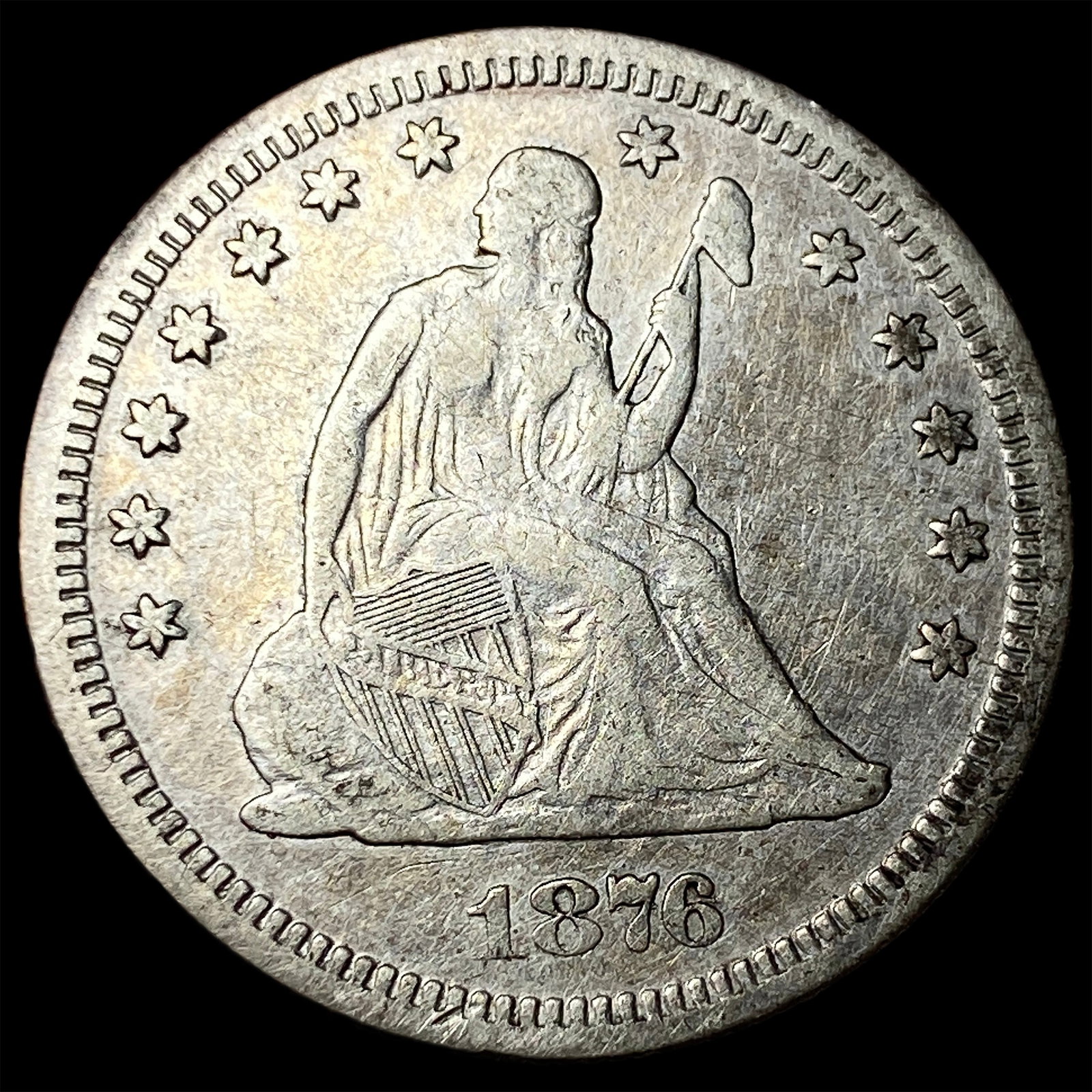 1876-S Silver Seated Liberty Quarter CLOSELY UNCIRCULATED: 1876-S Silver Seated Liberty Quarter CLOSELY UNCIRCULATED