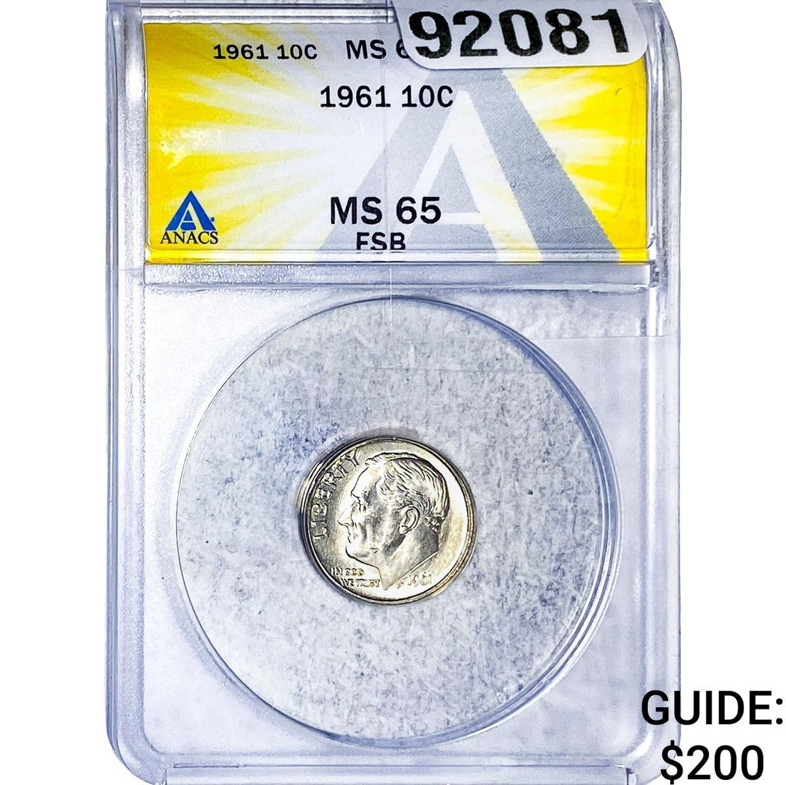 1961 Roosevelt Dime ANACS MS65 FSB (1 of 2)