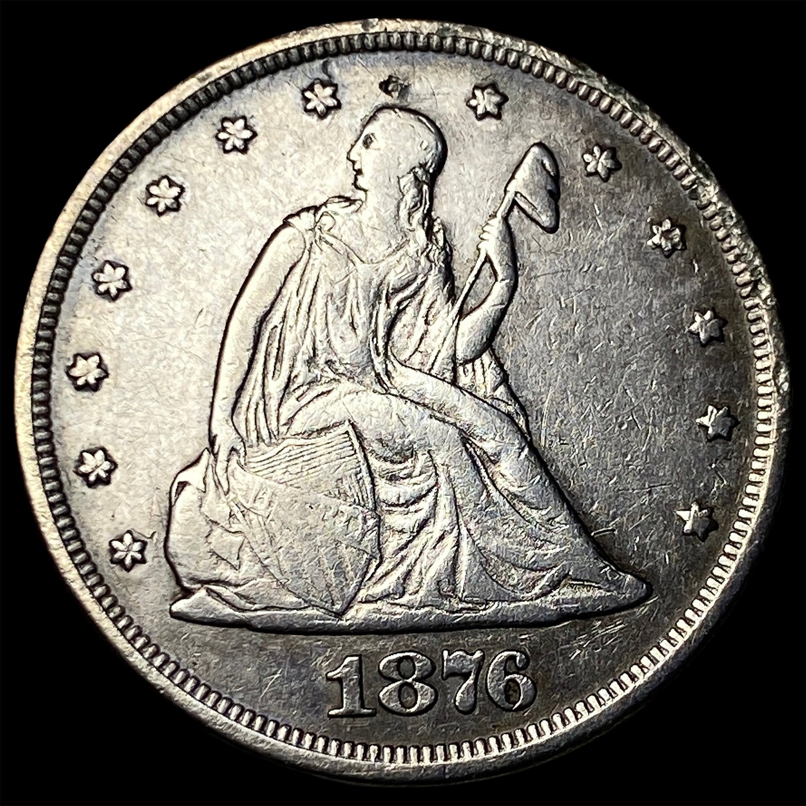 1876 Seated Liberty Twenty Cents CHOICE AU: 1876 Seated Liberty Twenty Cents CHOICE AU