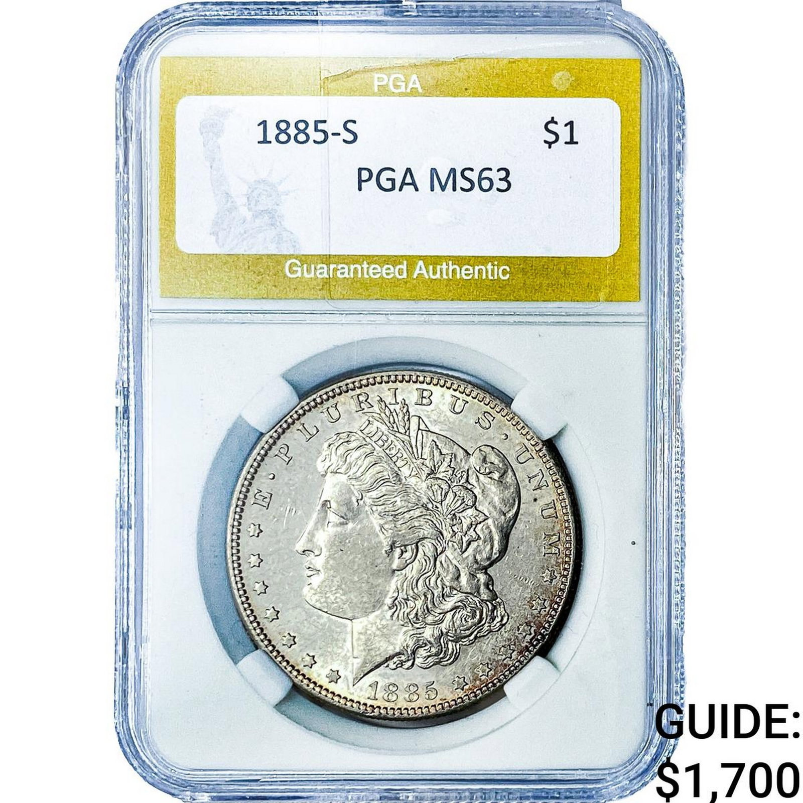 1885-S Morgan Silver Dollar PGA MS63: 1885-S Morgan Silver Dollar PGA MS63