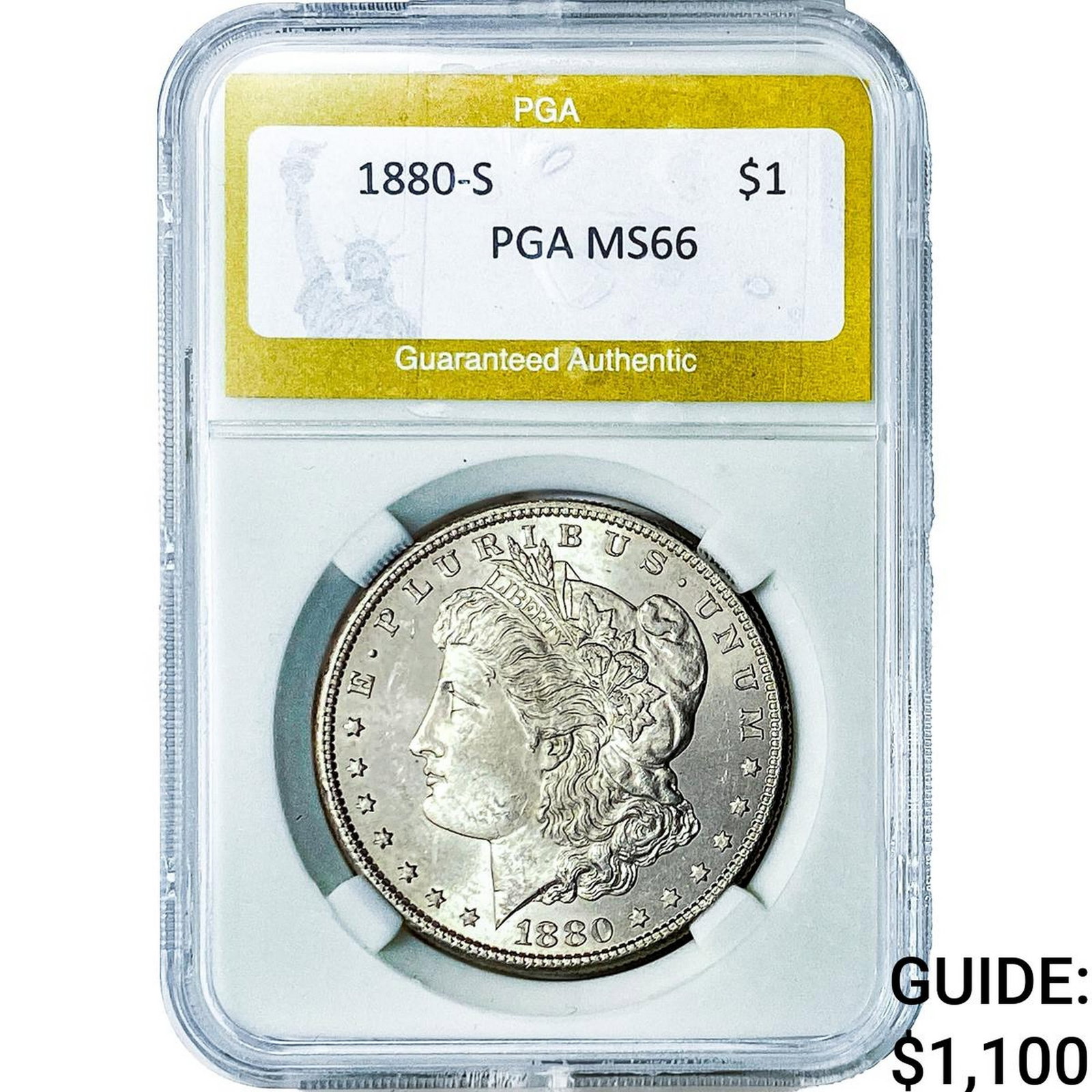 1880-S Morgan Silver Dollar PGA MS66: 1880-S Morgan Silver Dollar PGA MS66