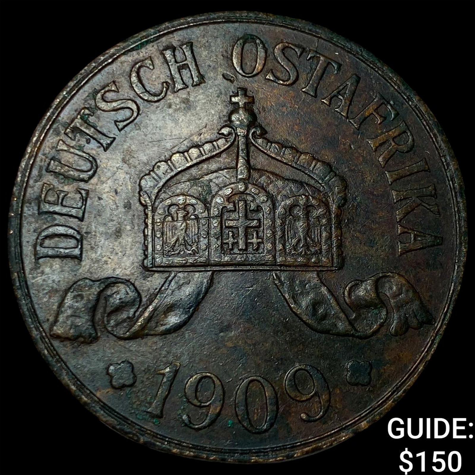1909J German East Africa Bronze 5 Heller: 1909J German East Africa Bronze 5 Heller
