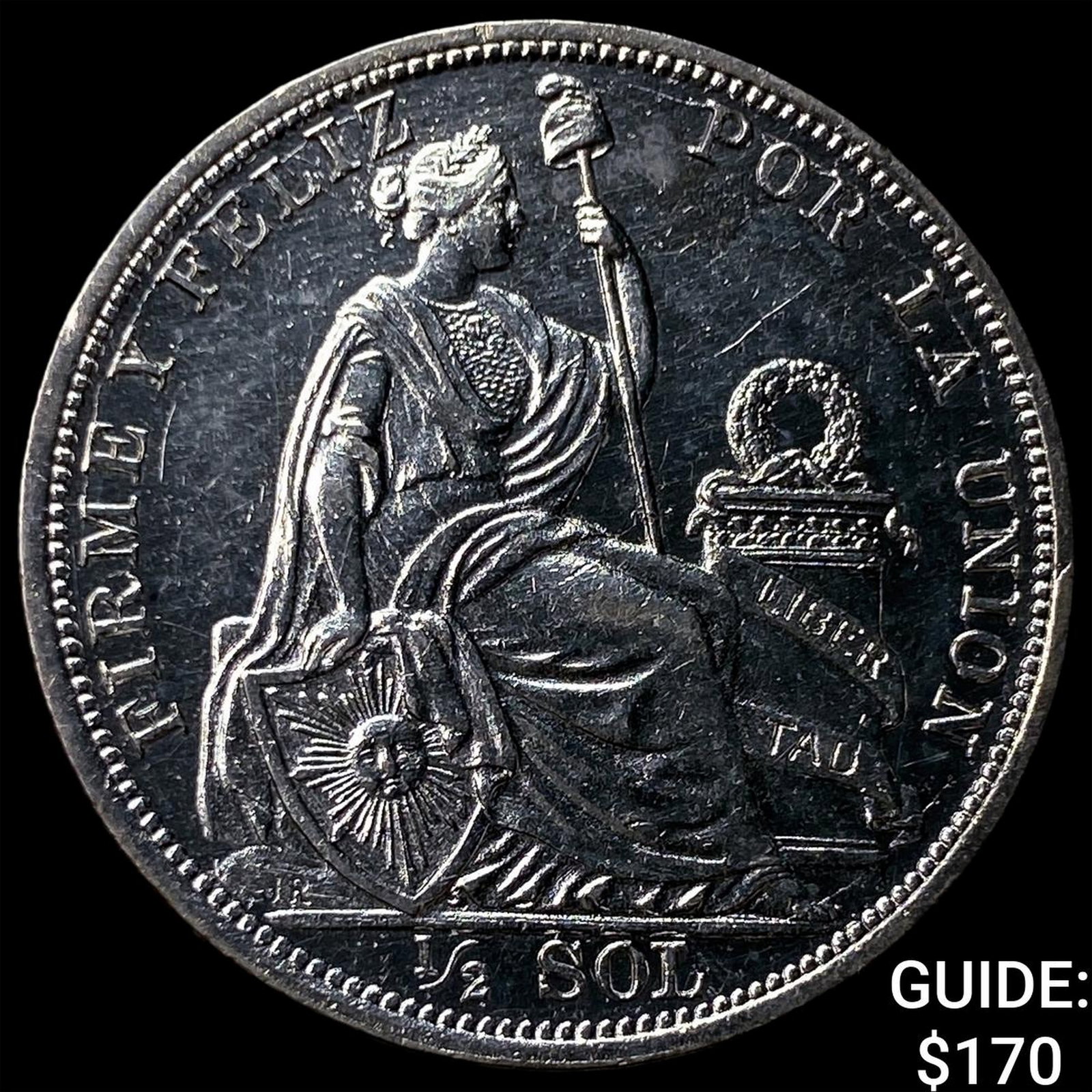 1907 Peru Silver 1/2 Sol: 1907 Peru Silver 1/2 Sol