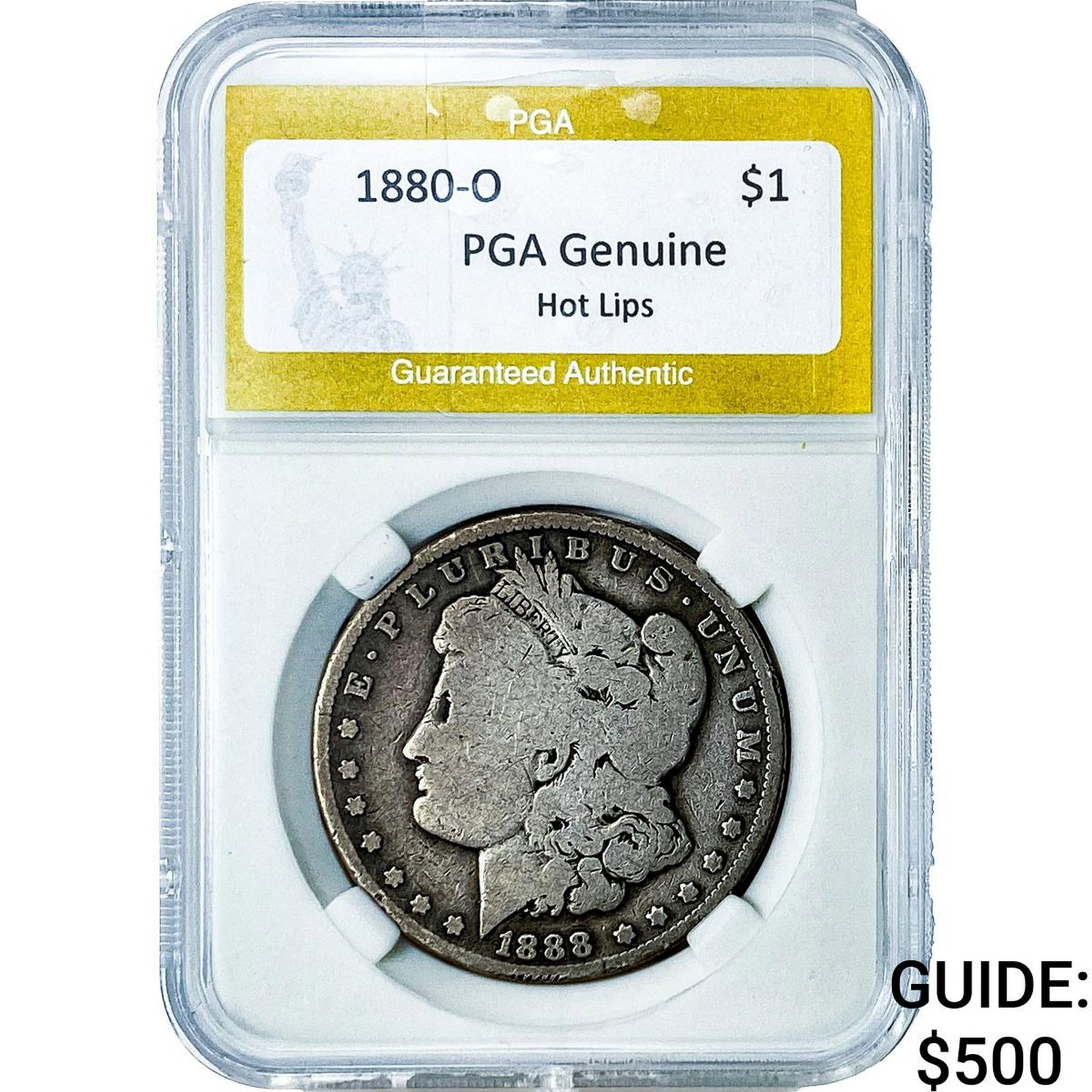 1888-O Morgan Silver Dollar PGA G Hot Lips: 1888-O Morgan Silver Dollar PGA G Hot Lips