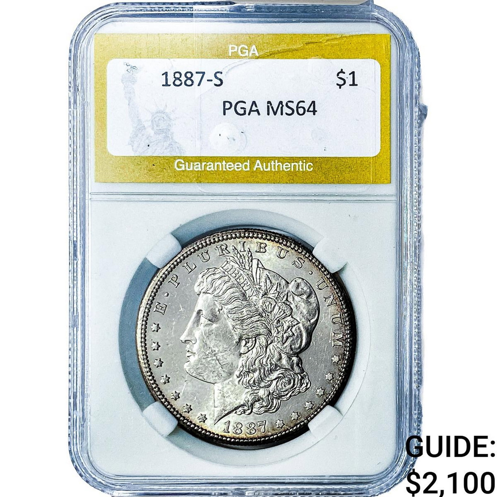 1887-S Morgan Silver Dollar PGA MS64: 1887-S Morgan Silver Dollar PGA MS64
