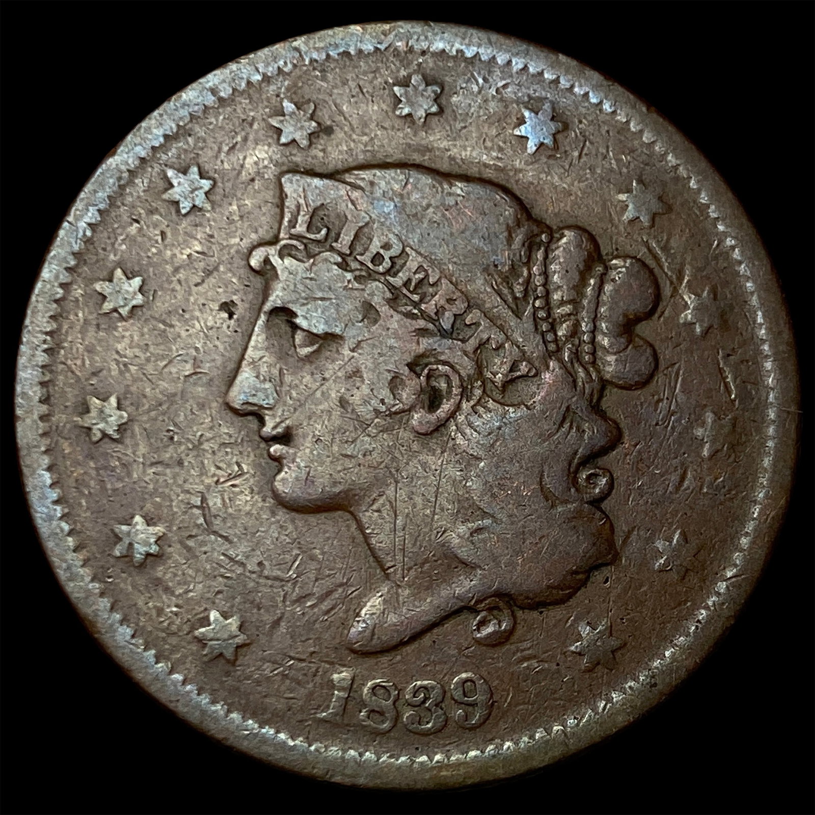 1839 Coronet Head Large Cent LIGHTLY CIRCULATED (1 of 2)