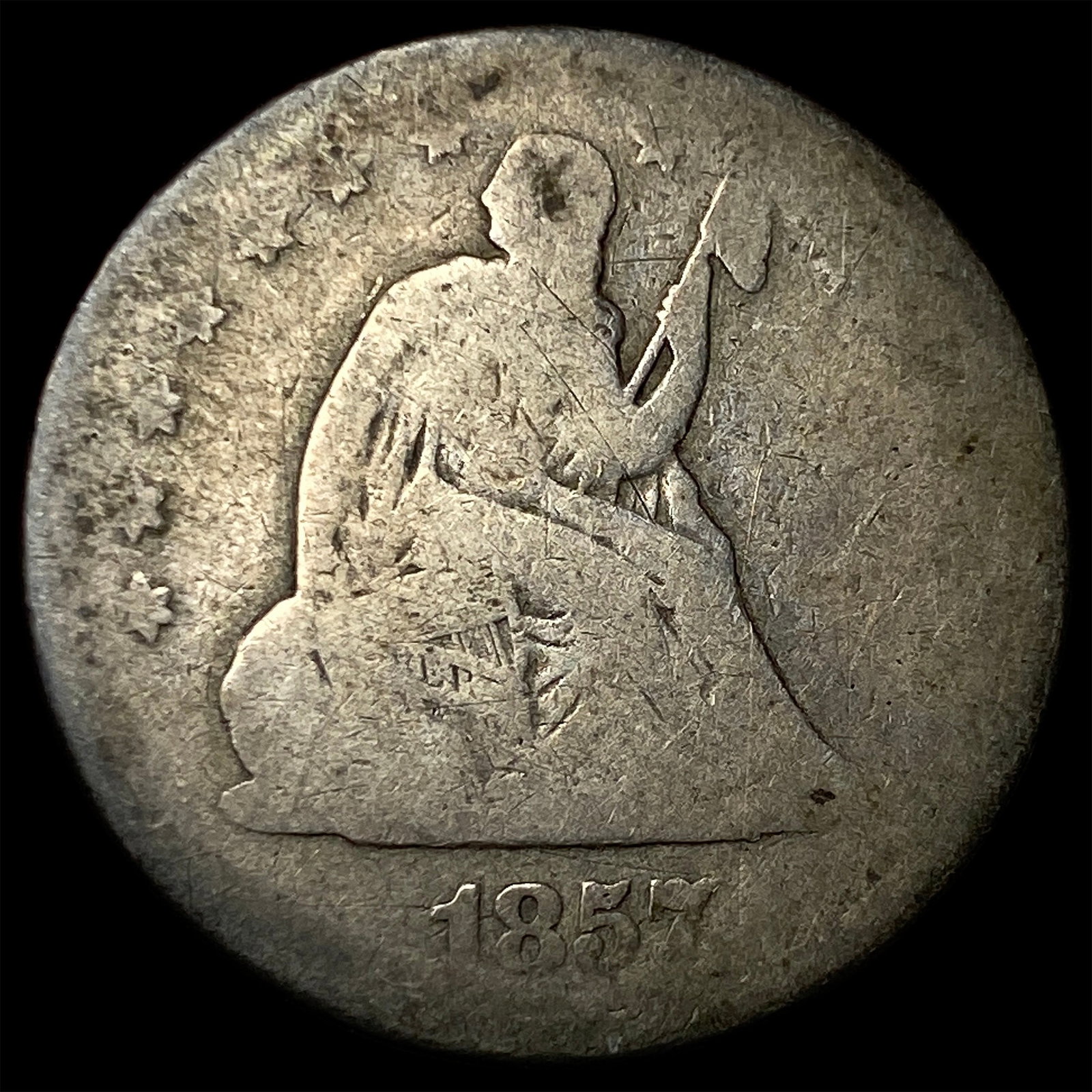 1857-O Silver Seated Liberty Half Dollar NICELY CIRCULATED: 1857-O Silver Seated Liberty Half Dollar NICELY CIRCULATED