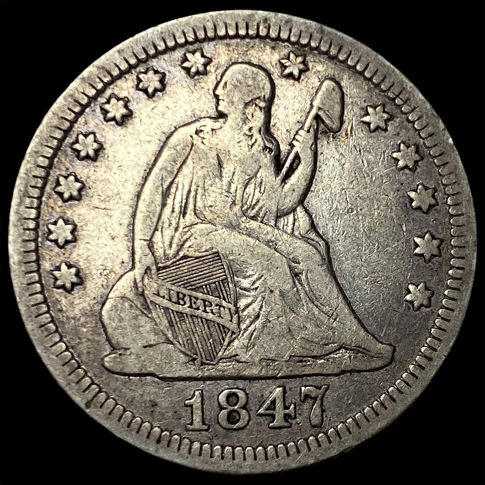1847 Silver Seated Liberty Quarter NEARLY UNCIRCULATED (1 of 2)