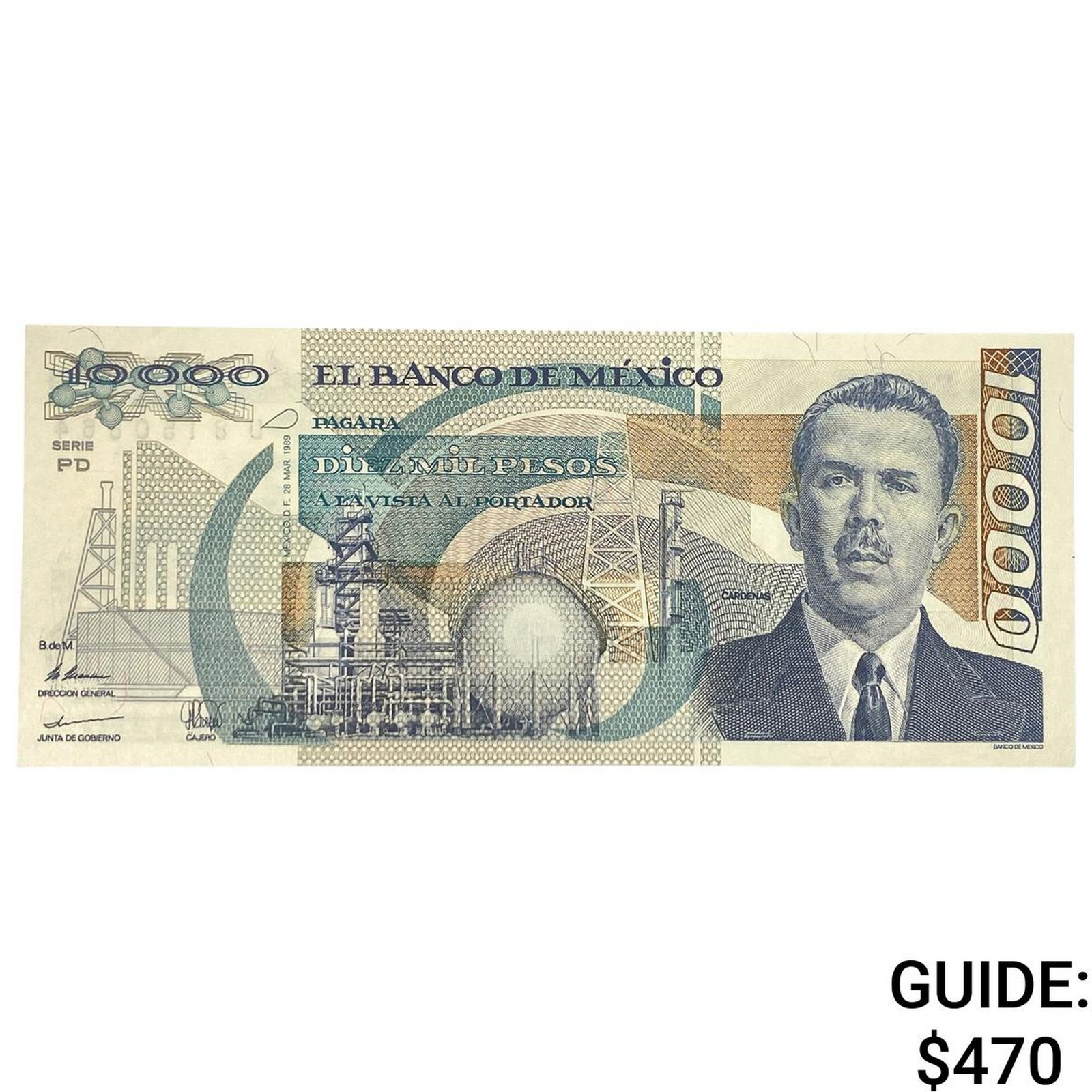 1989 Bank of Mexico 10,000 Pesos: 1989 Bank of Mexico 10,000 Pesos