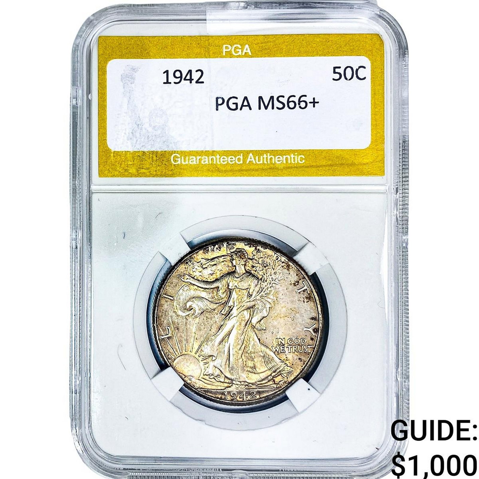 1942 Walking Liberty Half Dollar PGA MS66+: 1942 Walking Liberty Half Dollar PGA MS66+